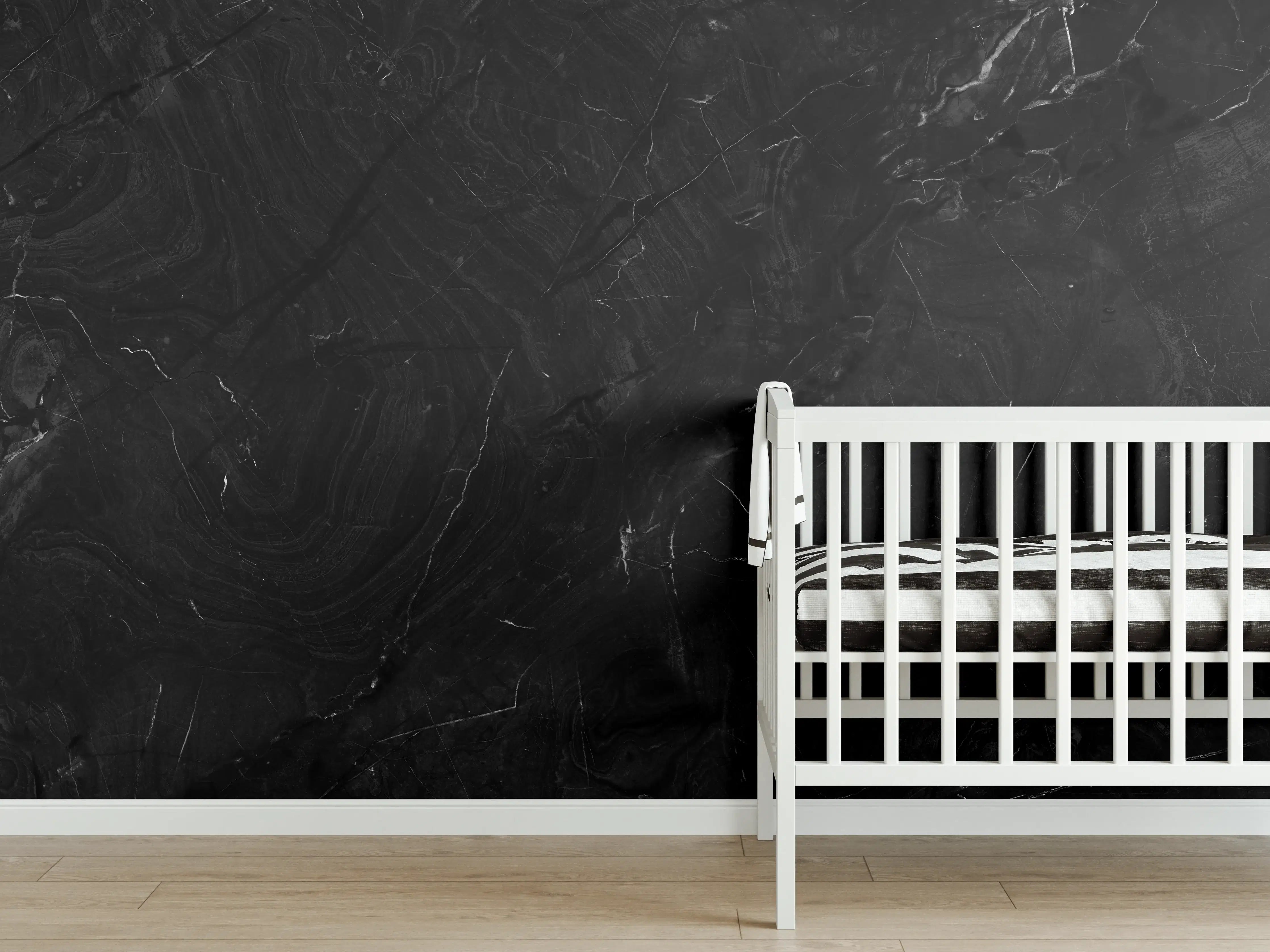 Babyzimmer Wandgestaltung - Eleganter schwarzer Marmor