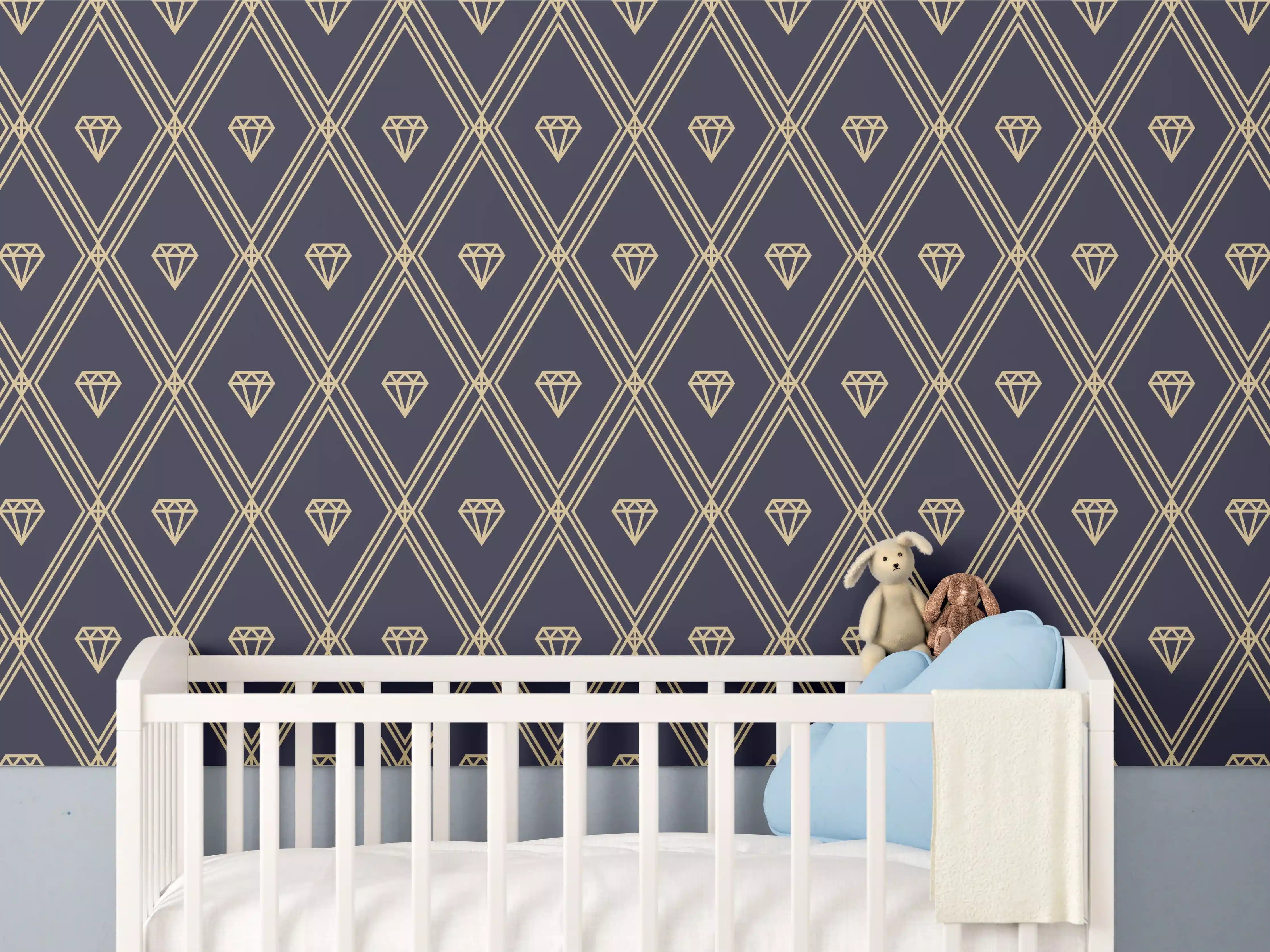Babyzimmer Wandgestaltung - Elegantes Marine-Muster