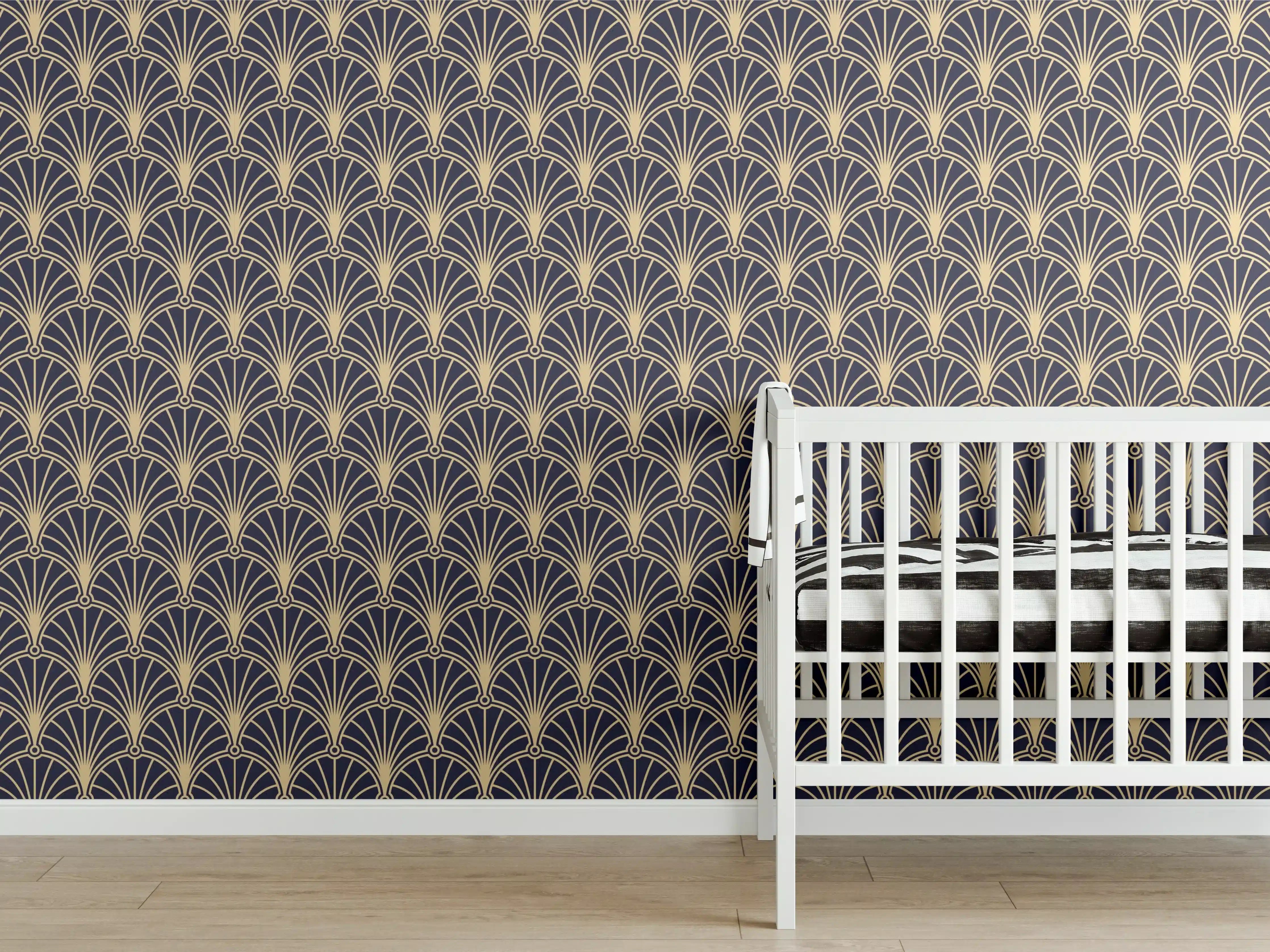Babyzimmer Wandgestaltung - Elegantes anthrazitfarbenes Designer-Muster