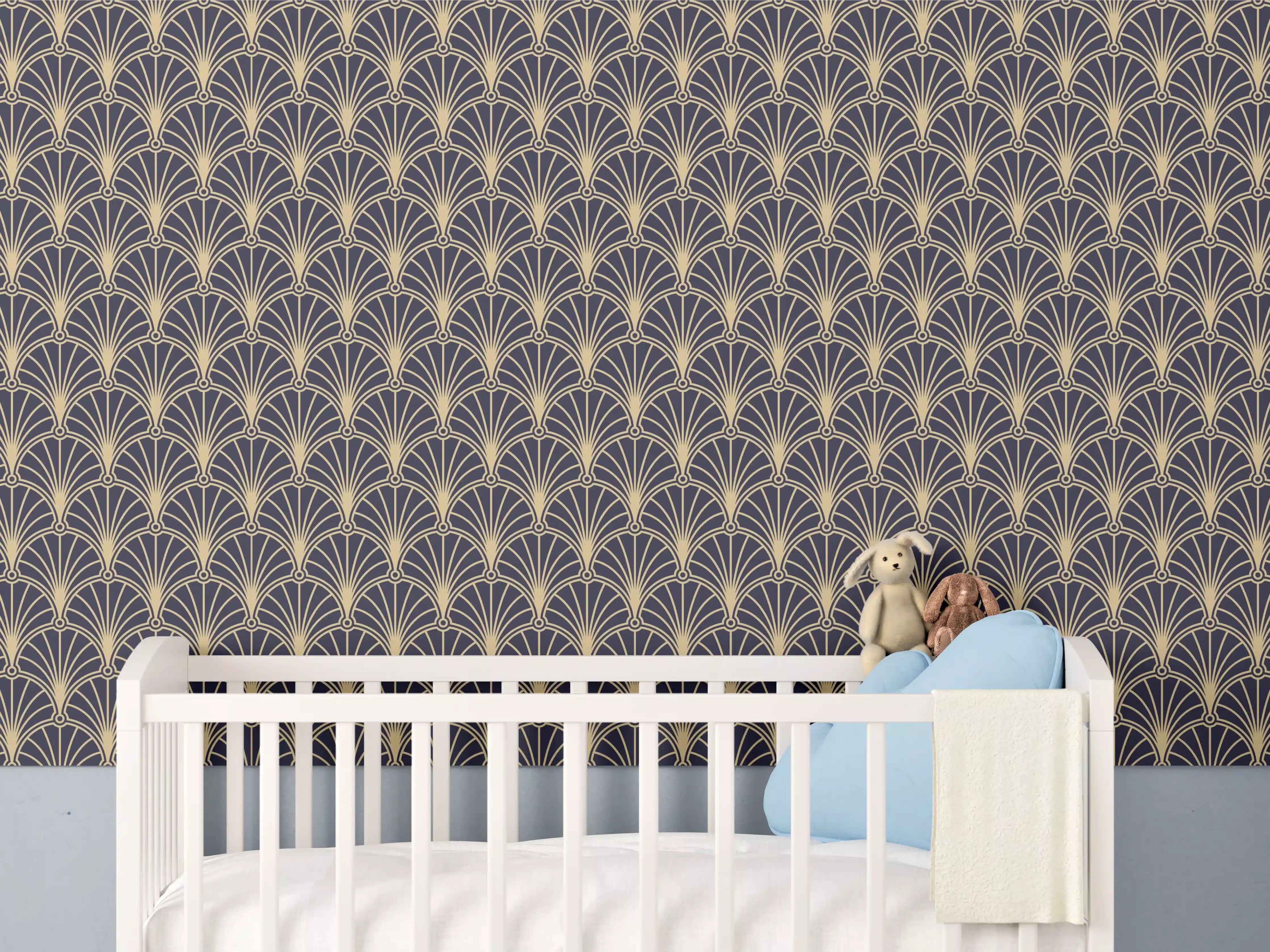 Babyzimmer Wandgestaltung - Elegantes anthrazitfarbenes Designer-Muster