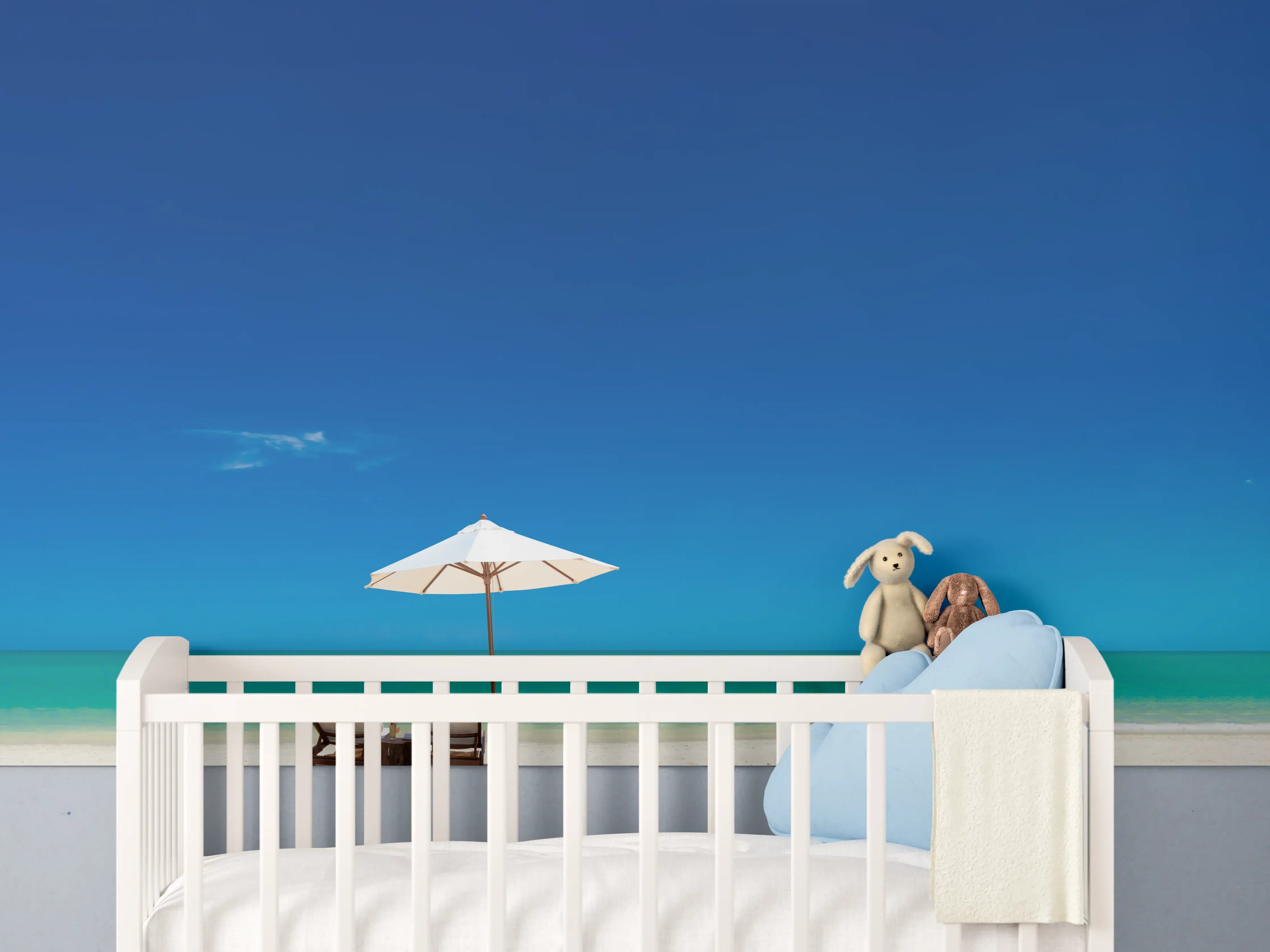 Babyzimmer Wandgestaltung - Entspannender Strand mit Sonnenschirm