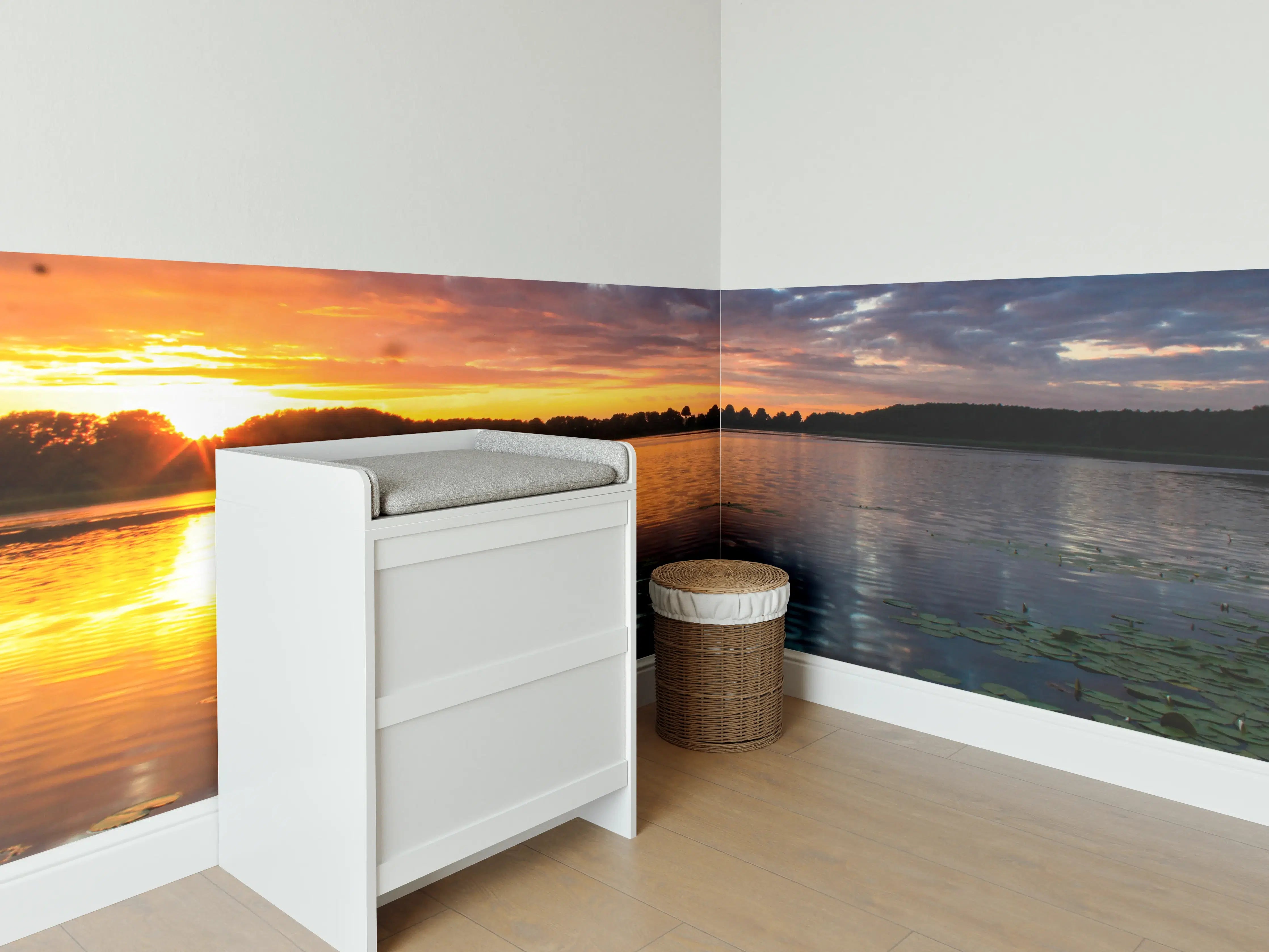 Babyzimmer Wandgestaltung - Epischer Sonnenuntergang über See