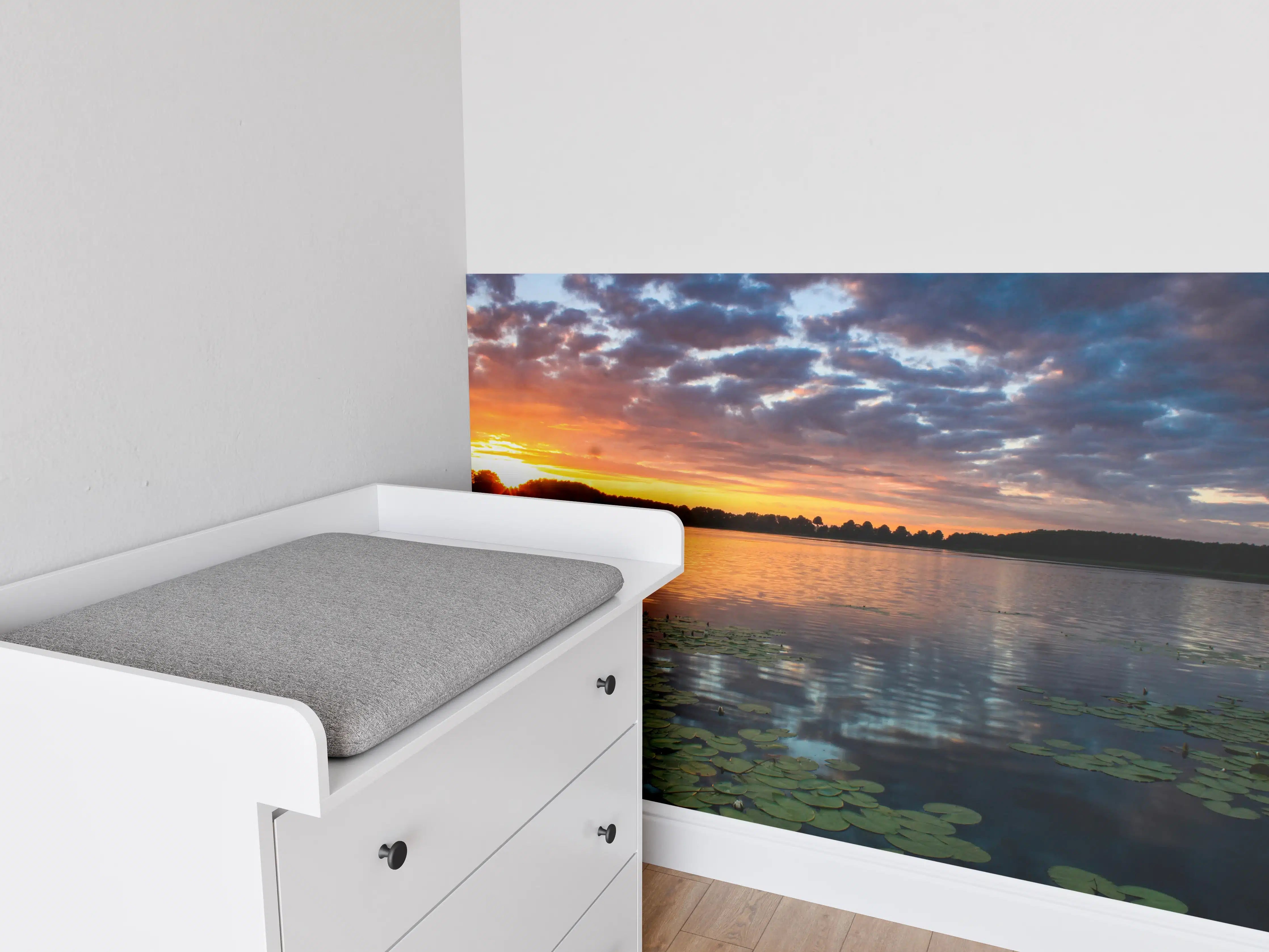 Babyzimmer Wandgestaltung - Epischer Sonnenuntergang über See