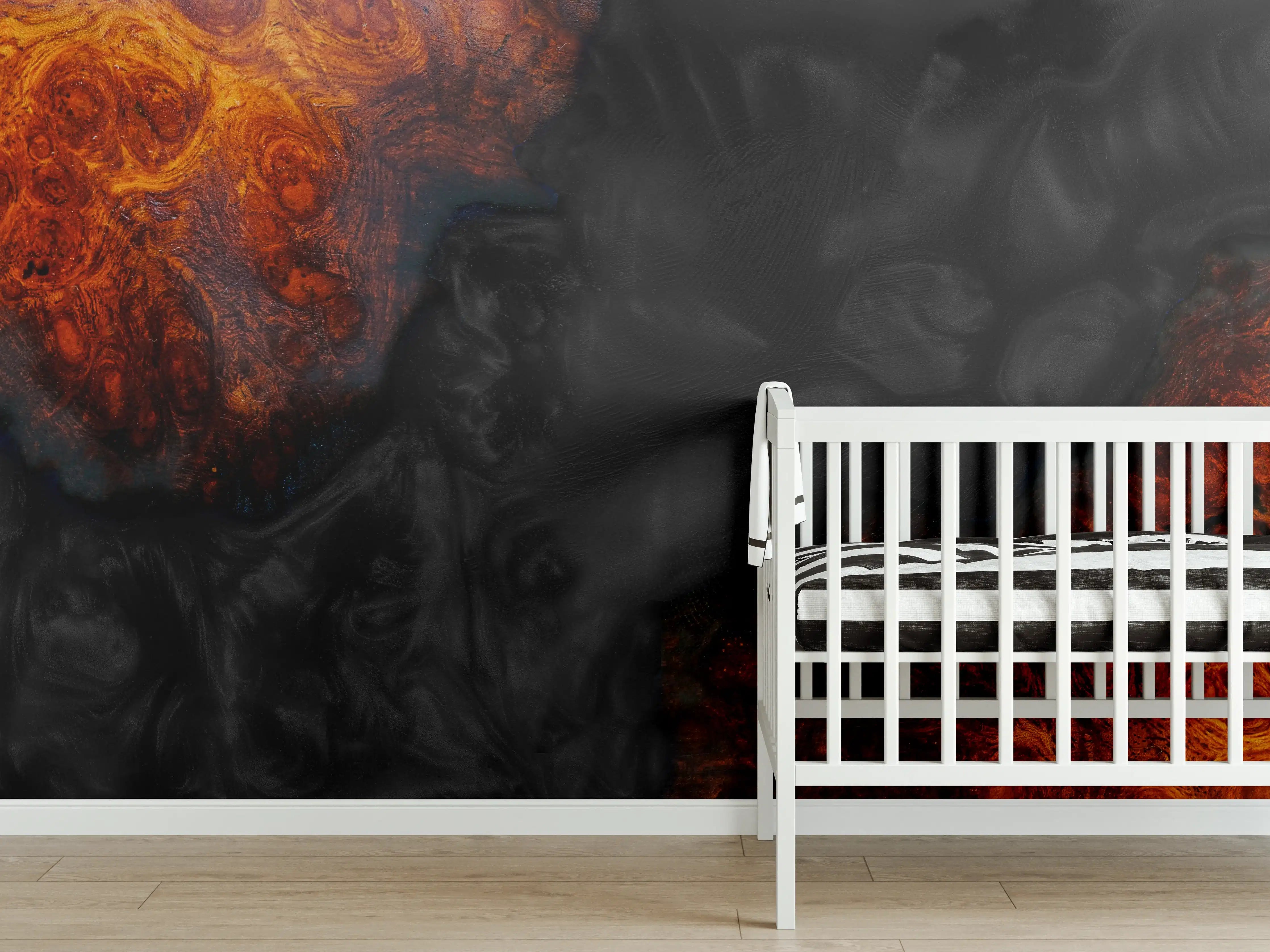 Babyzimmer Wandgestaltung - Epoxidharz Maserholz Struktur