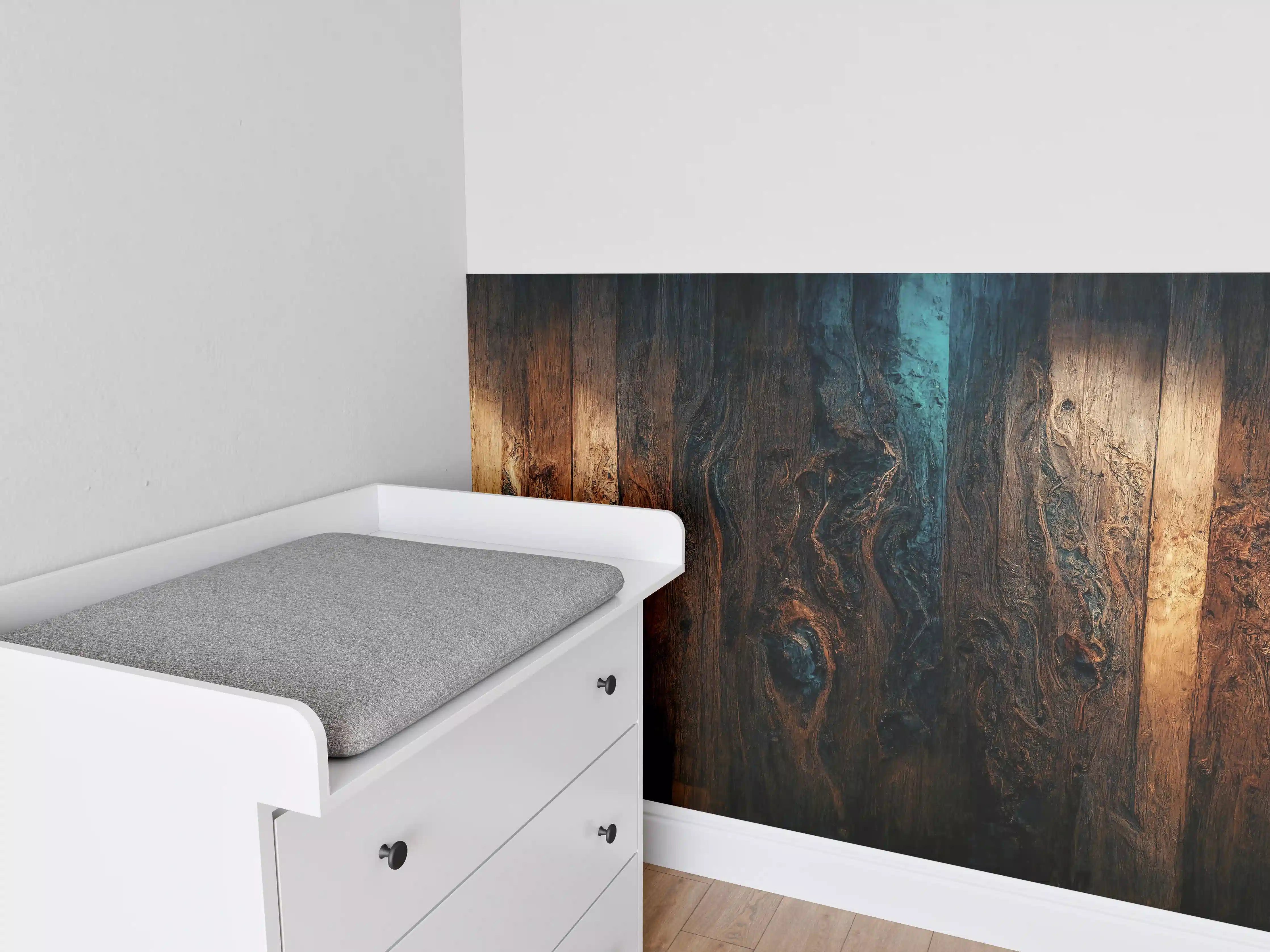 Babyzimmer Wandgestaltung - Epoxy-Holztisch mit Blaueffekt