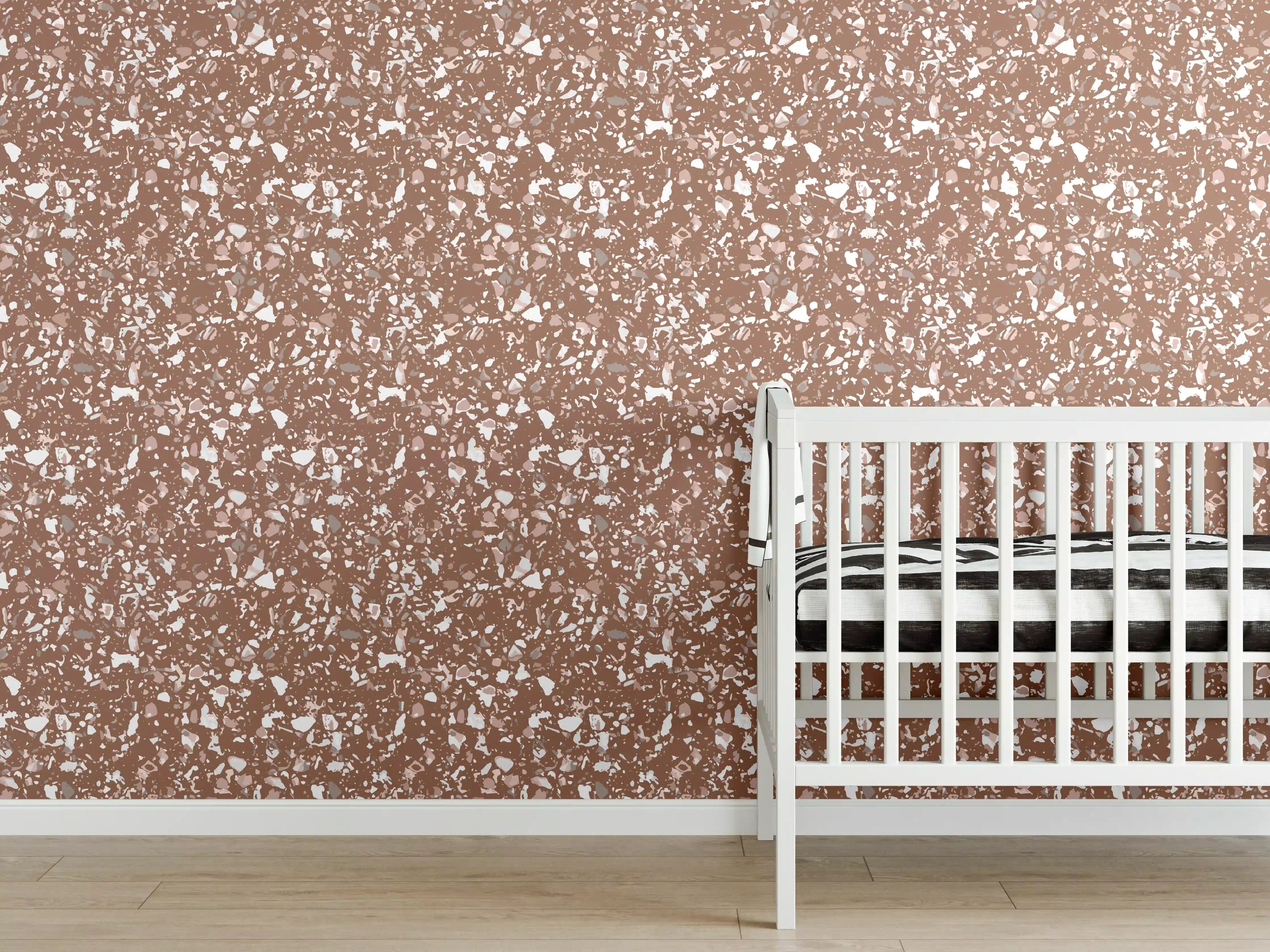 Babyzimmer Wandgestaltung - Erdfarbene Terrazzo-Fliesen