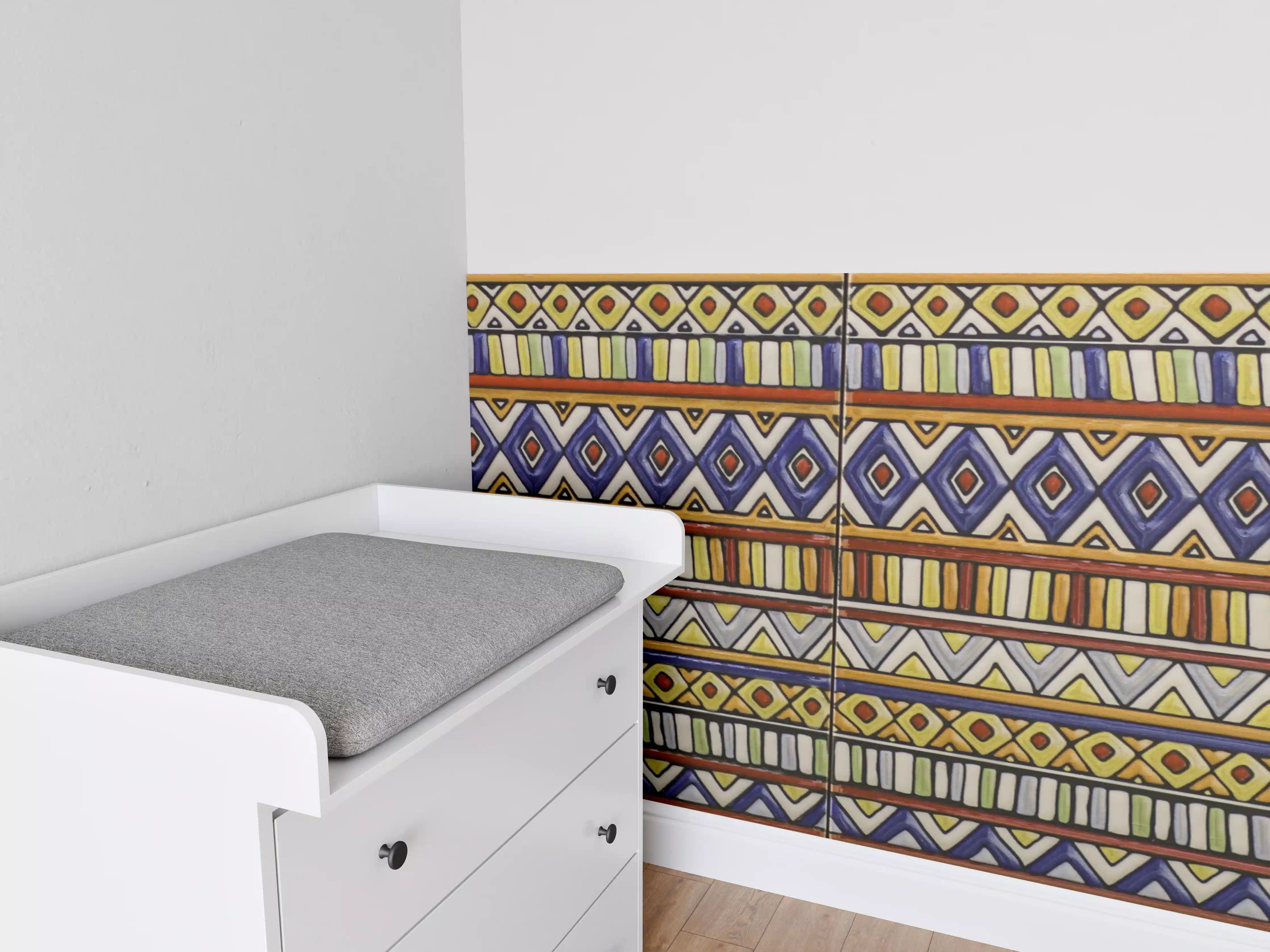 Babyzimmer Wandgestaltung - Ethnisch inspirierte Topfpflanzen-Muster