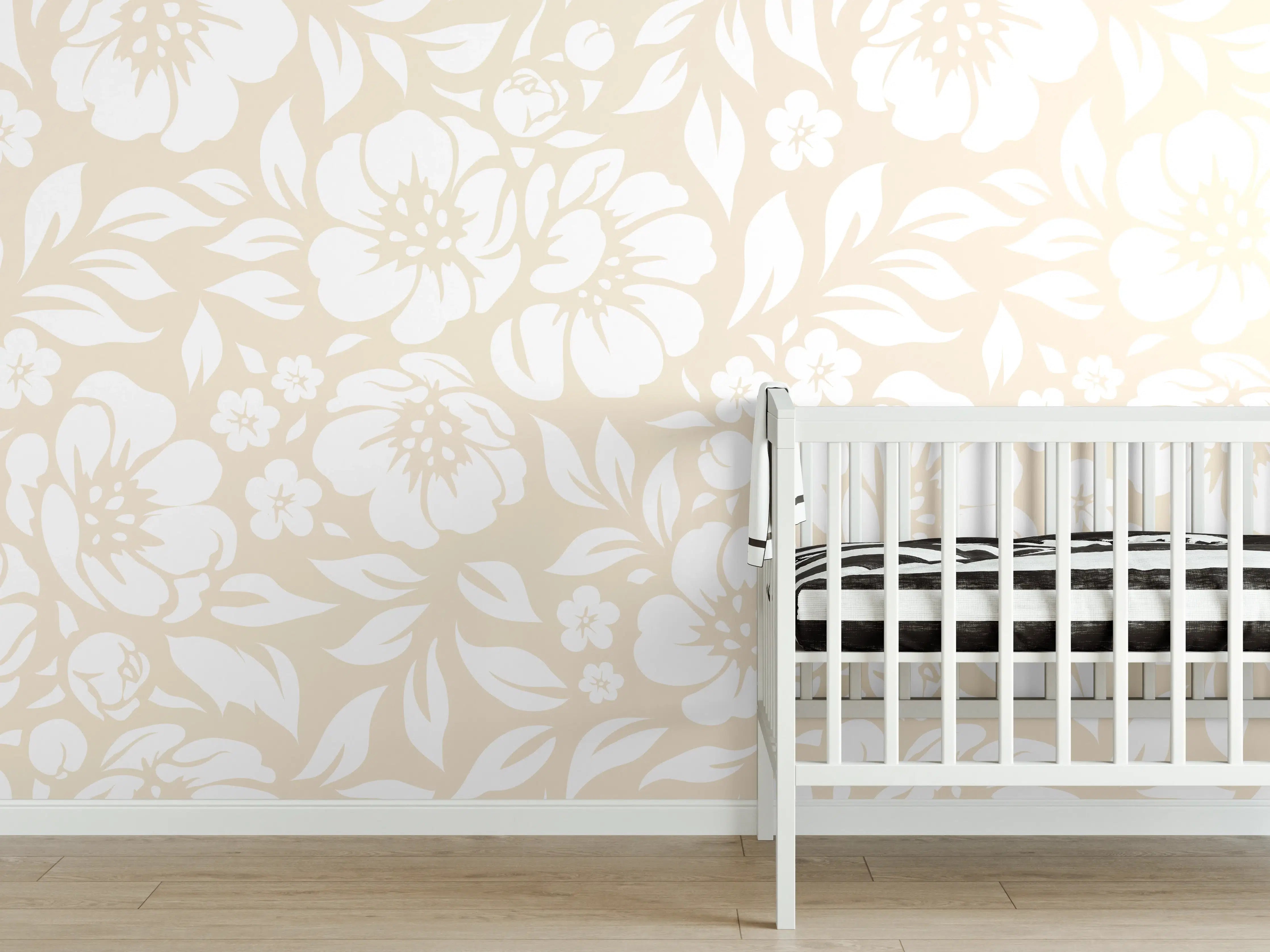 Babyzimmer Wandgestaltung - Exklusive Weiß-Grau-Marmortextur mit feinen Graunuancen