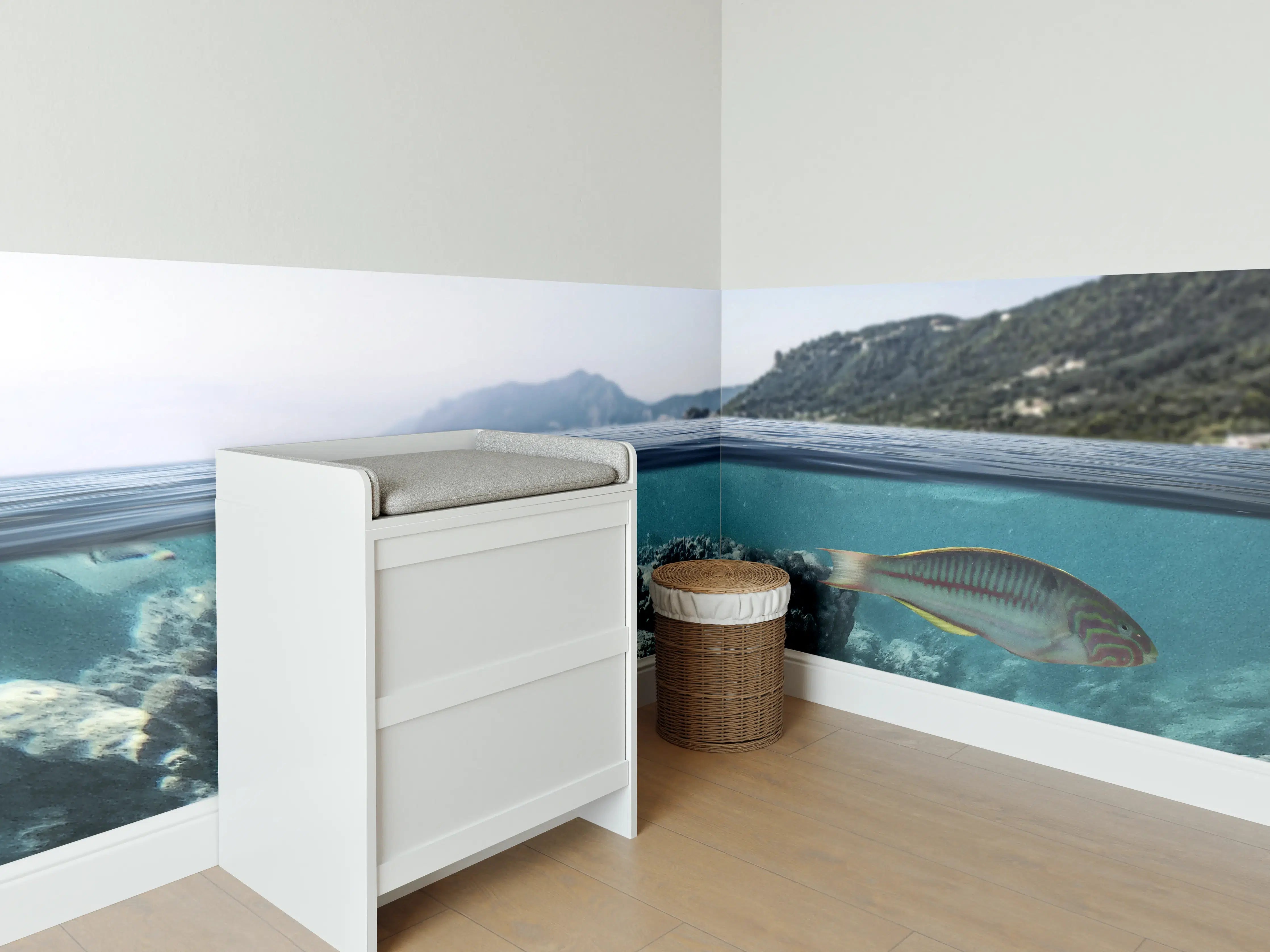 Babyzimmer Wandgestaltung - Exotische Fische im Korallenriff