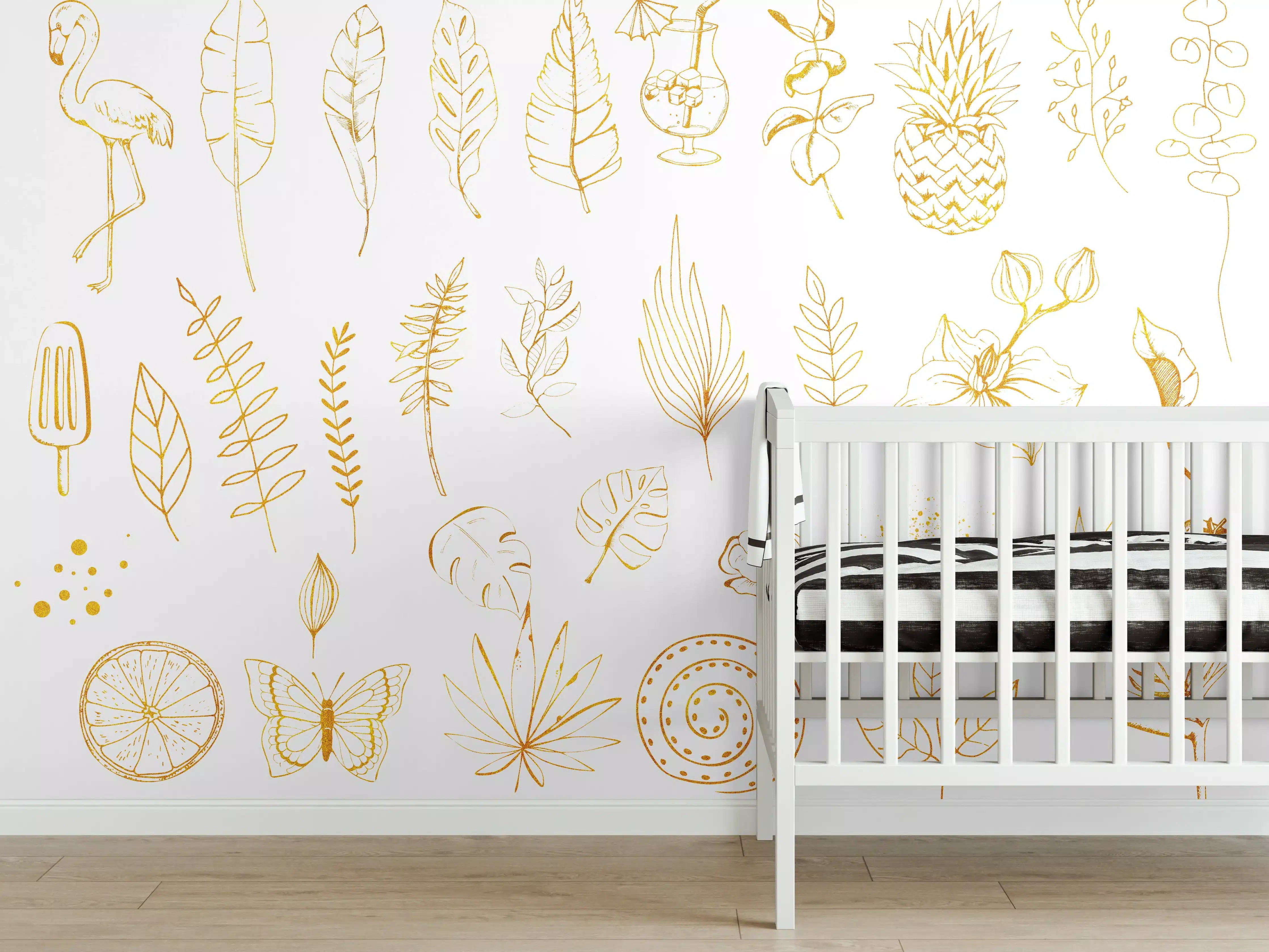 Babyzimmer Wandgestaltung - Exotische Motive - Zeichenmalerei