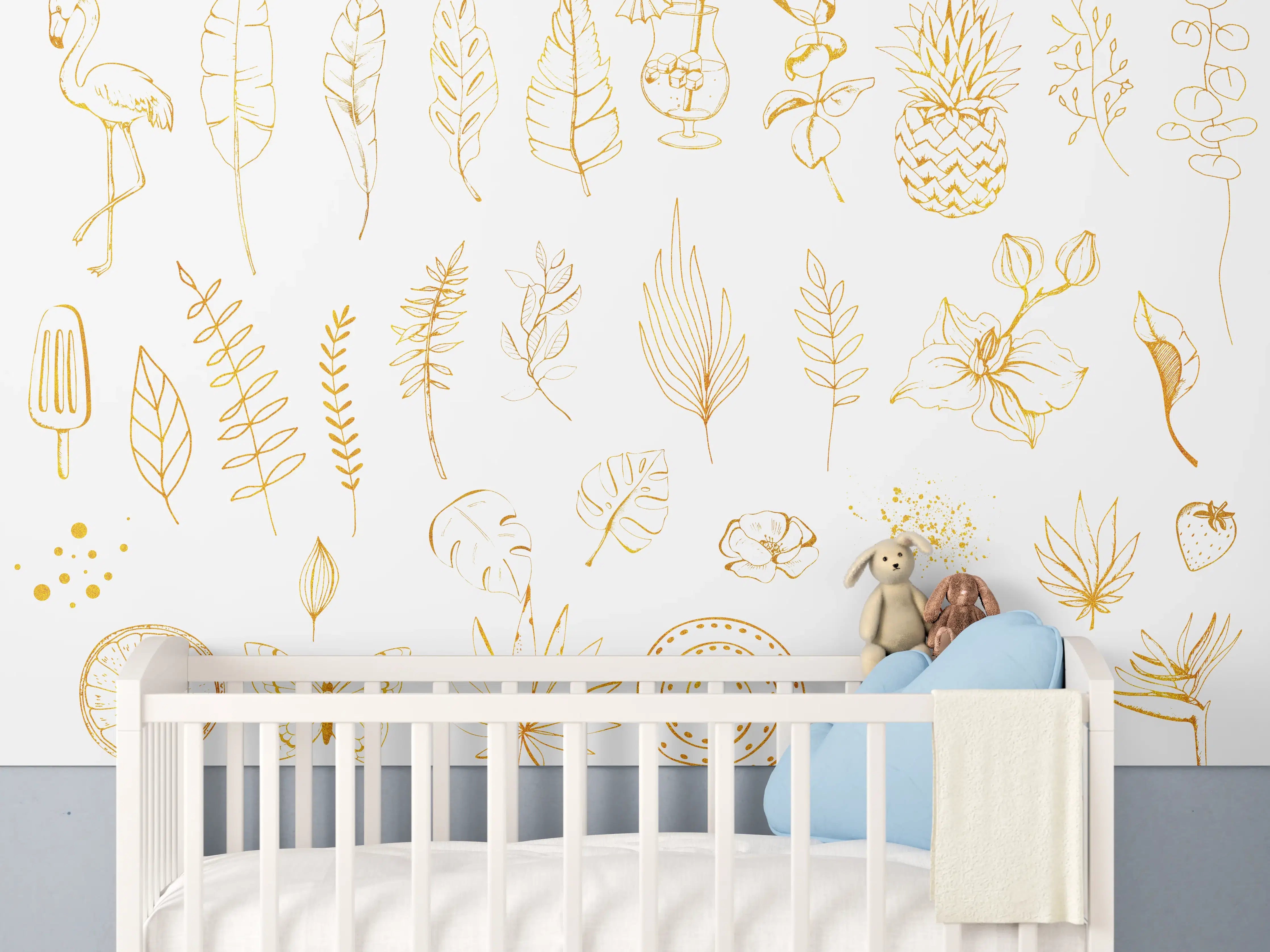Babyzimmer Wandgestaltung - Exotische Motive - Zeichenmalerei