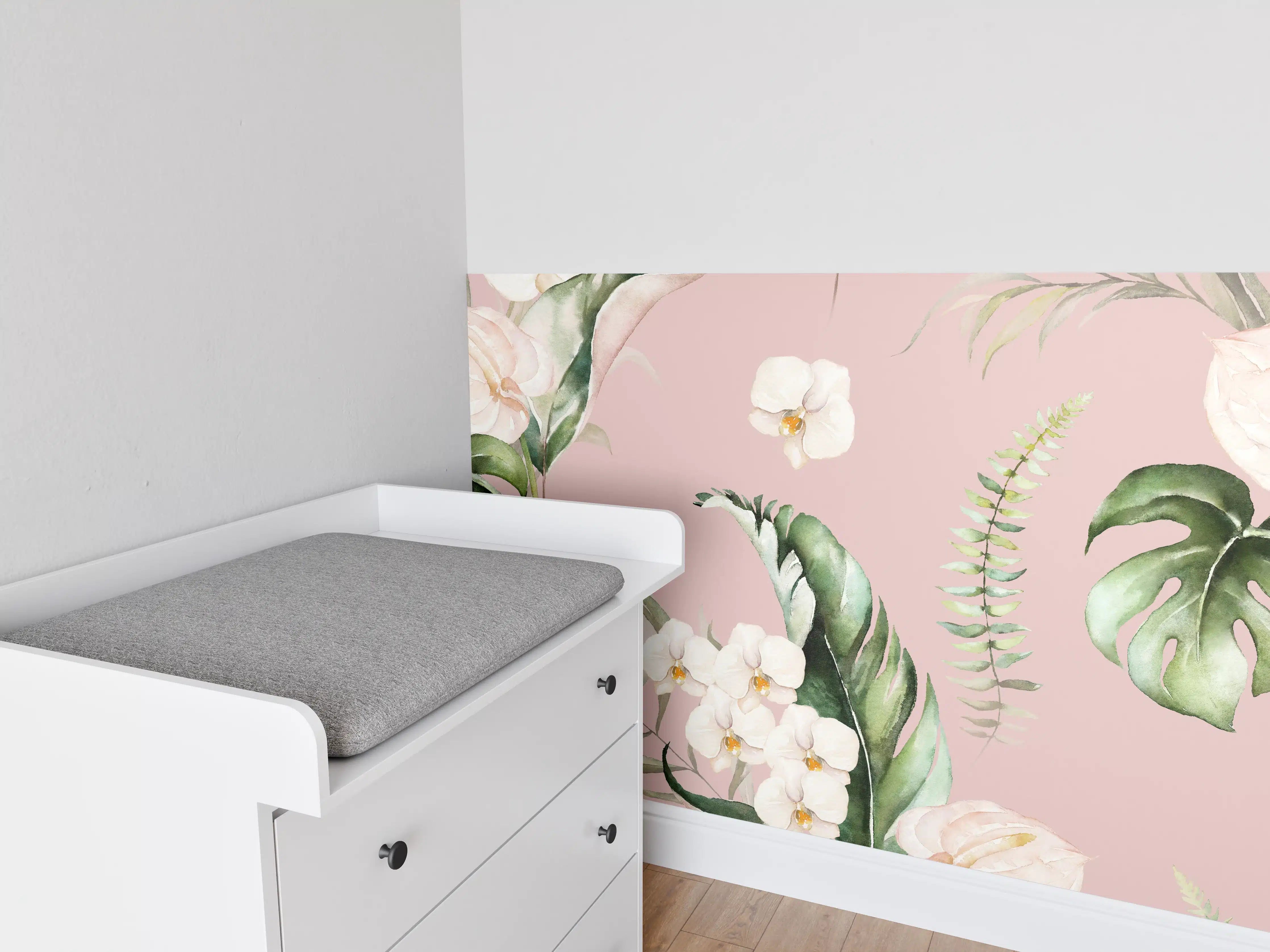 Babyzimmer Wandgestaltung - Exotische Pflanzen - Aquarell