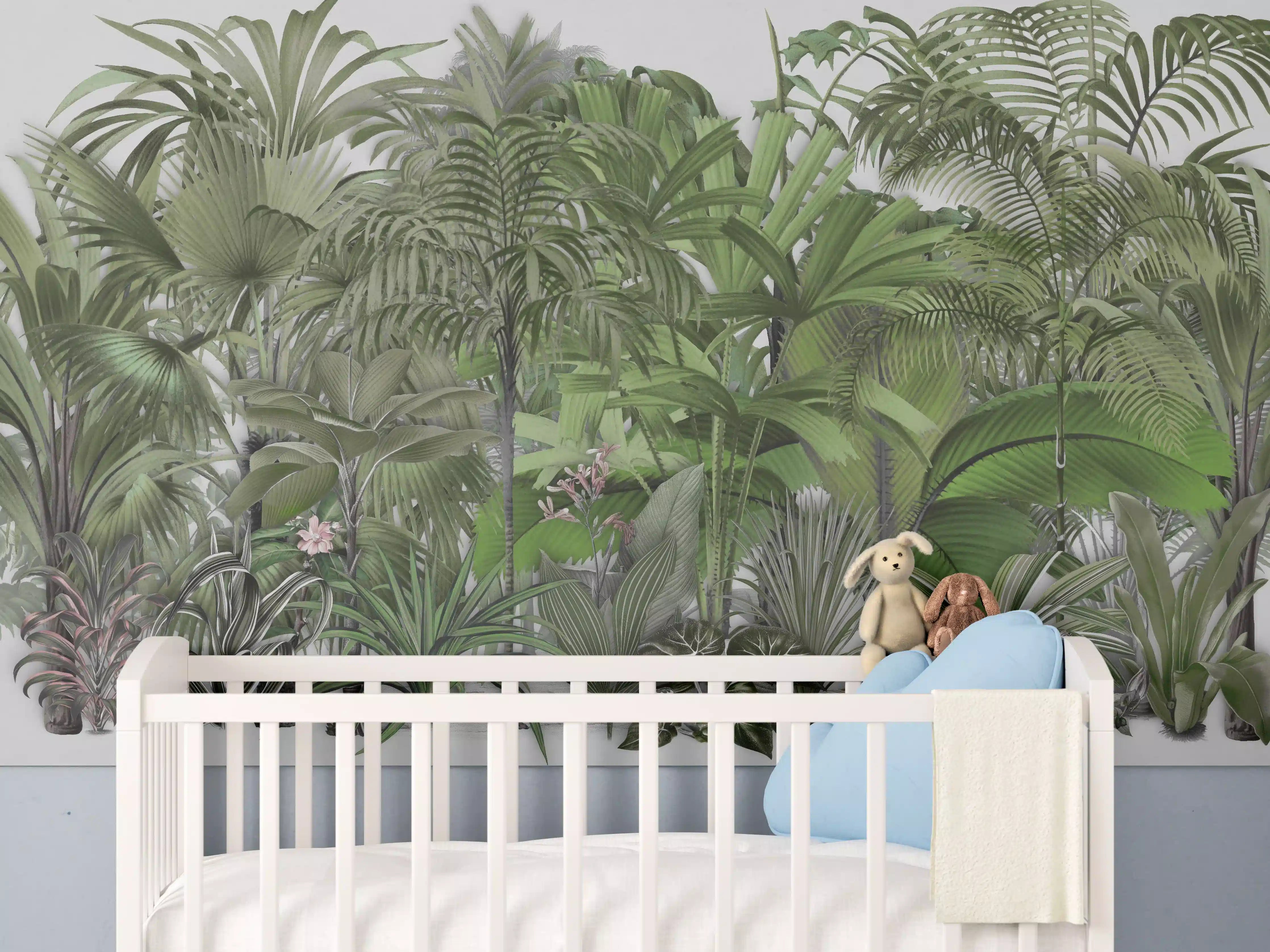 Babyzimmer Wandgestaltung - Exotische Sträuche