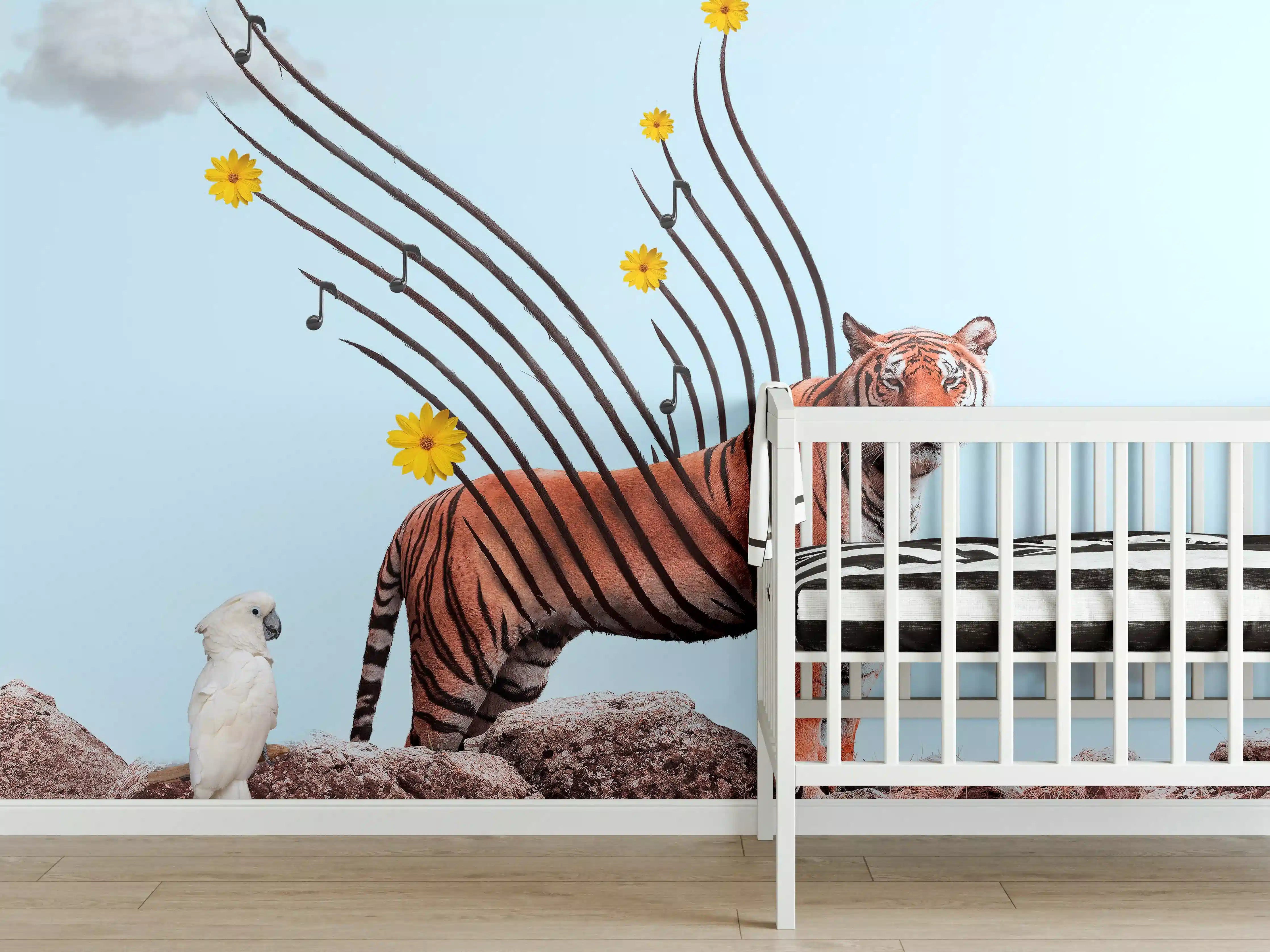 Babyzimmer Wandgestaltung - Exotischer Tiger - Grafik