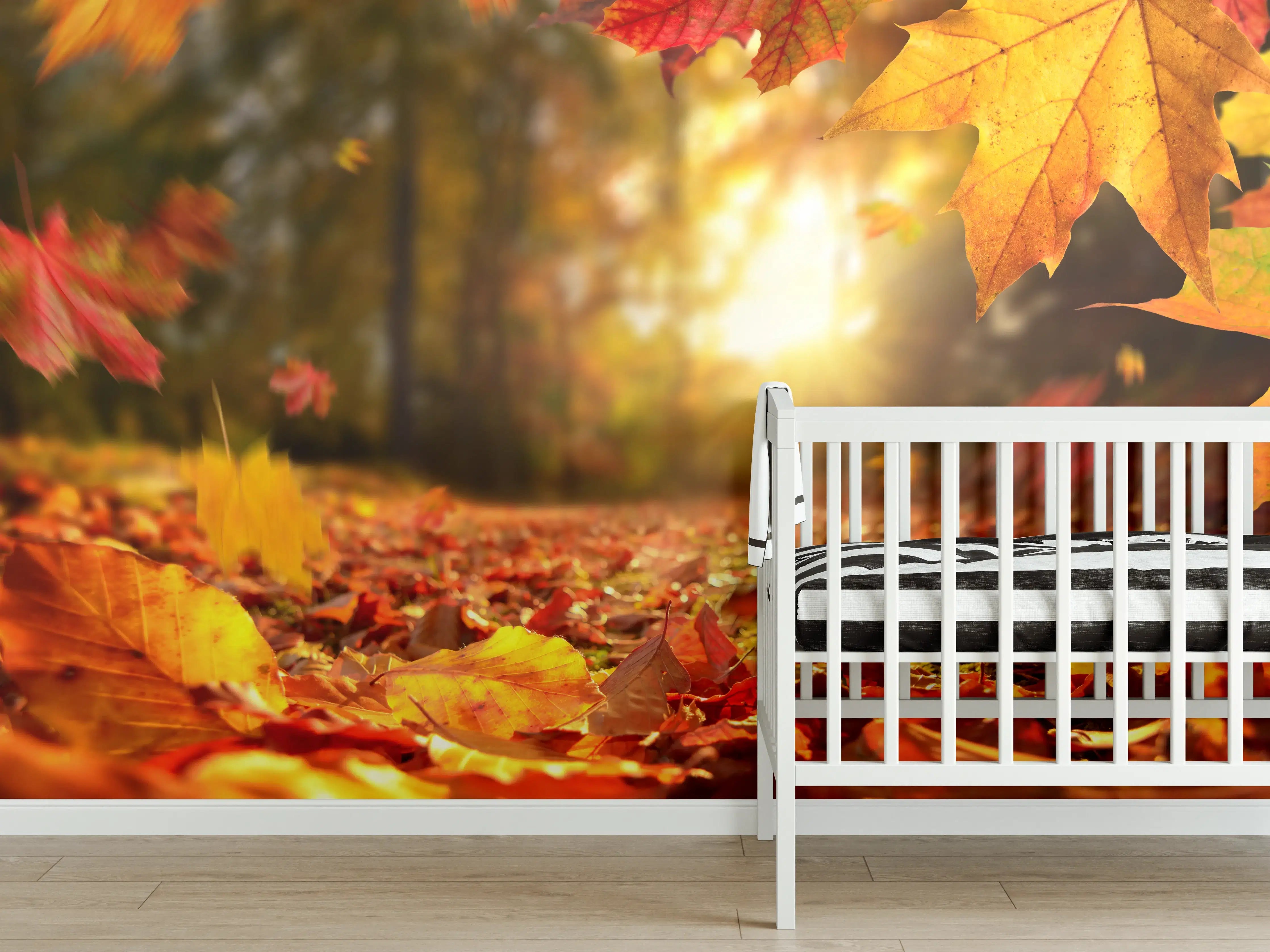 Babyzimmer Wandgestaltung - Fallende Blätter im Herbst