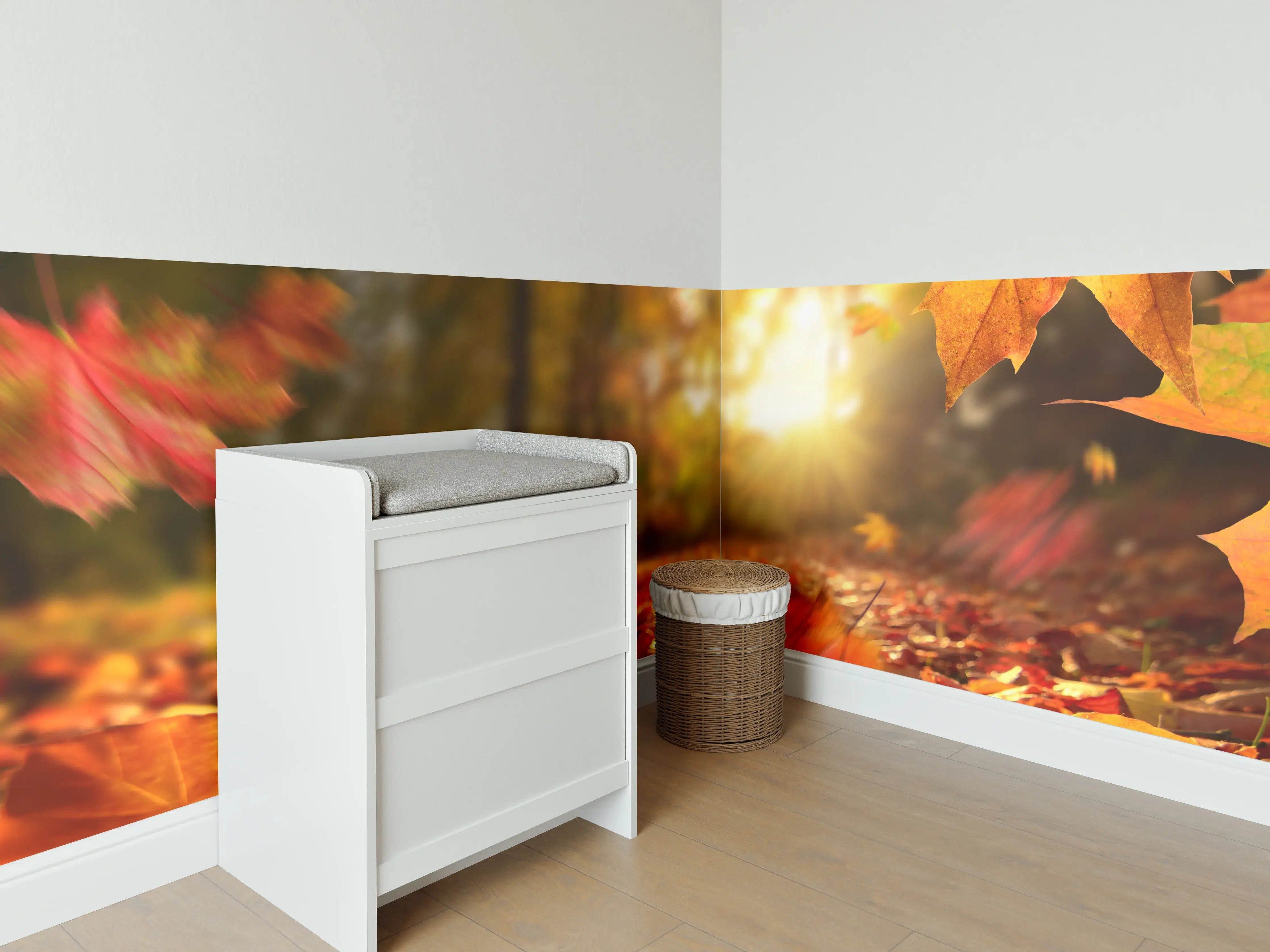Babyzimmer Wandgestaltung - Fallende Blätter im Herbst