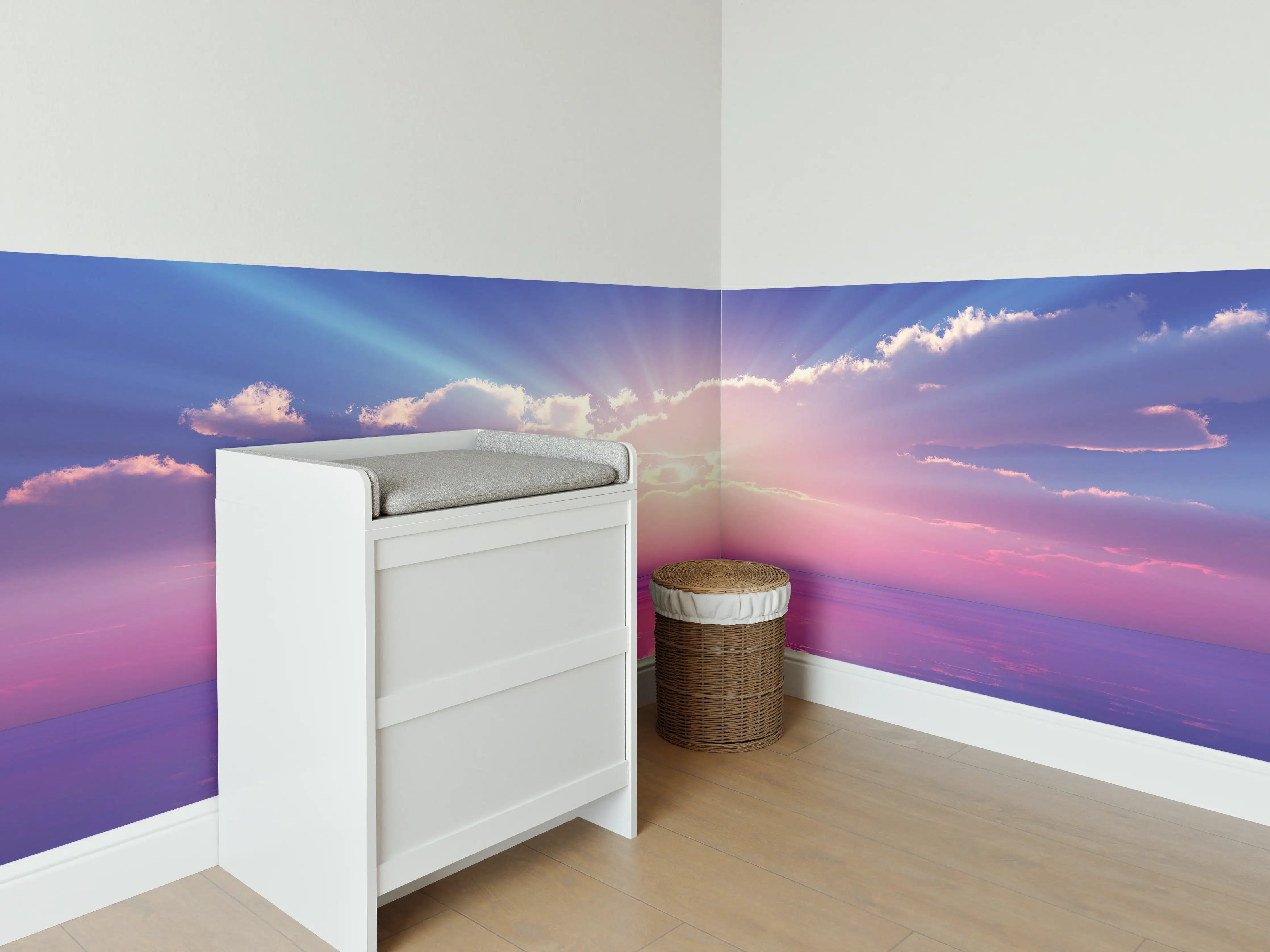 Babyzimmer Wandgestaltung - Fantasievoller Sonnenuntergang über dem Meer