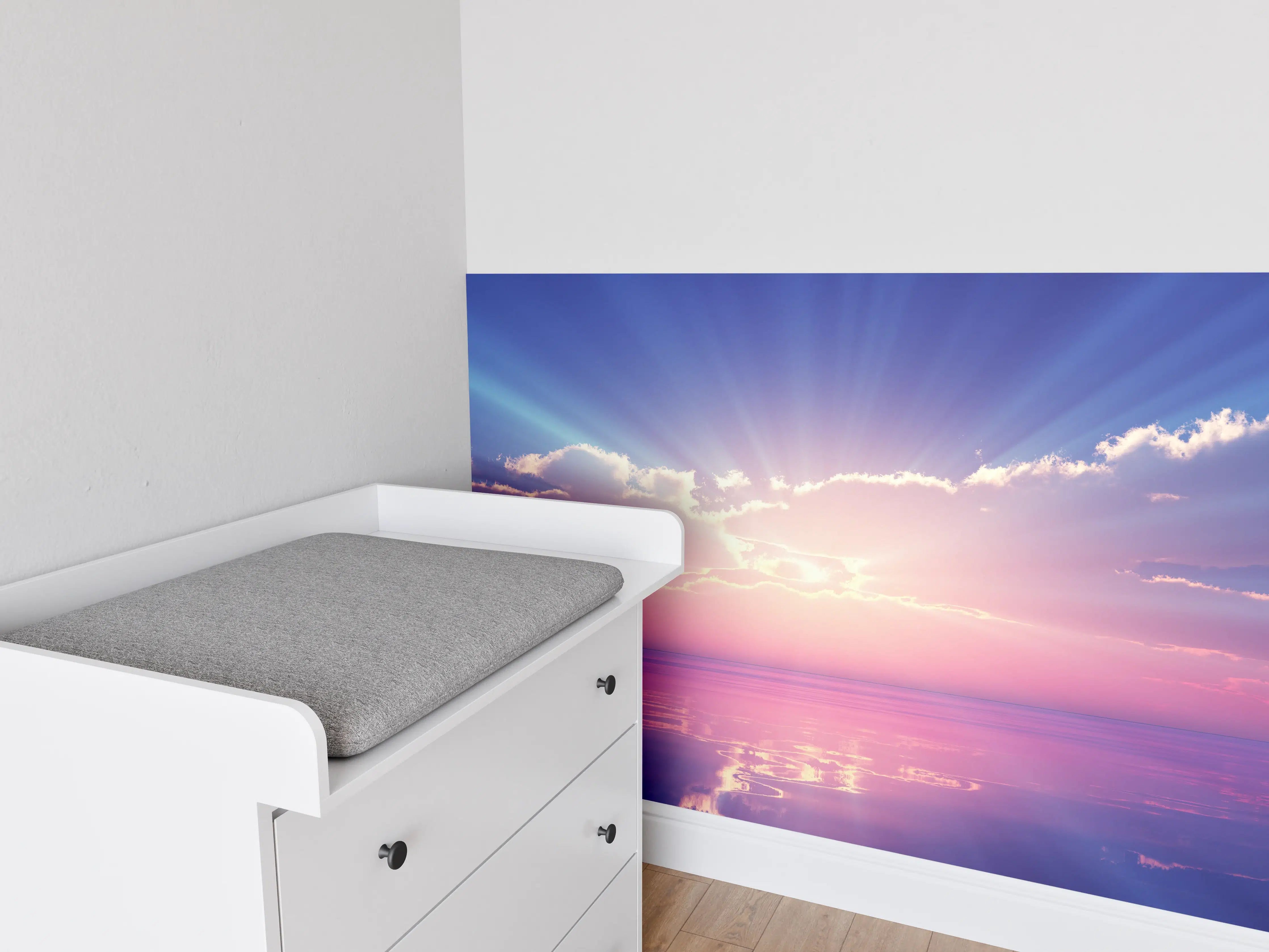 Babyzimmer Wandgestaltung - Fantasievoller Sonnenuntergang über dem Meer