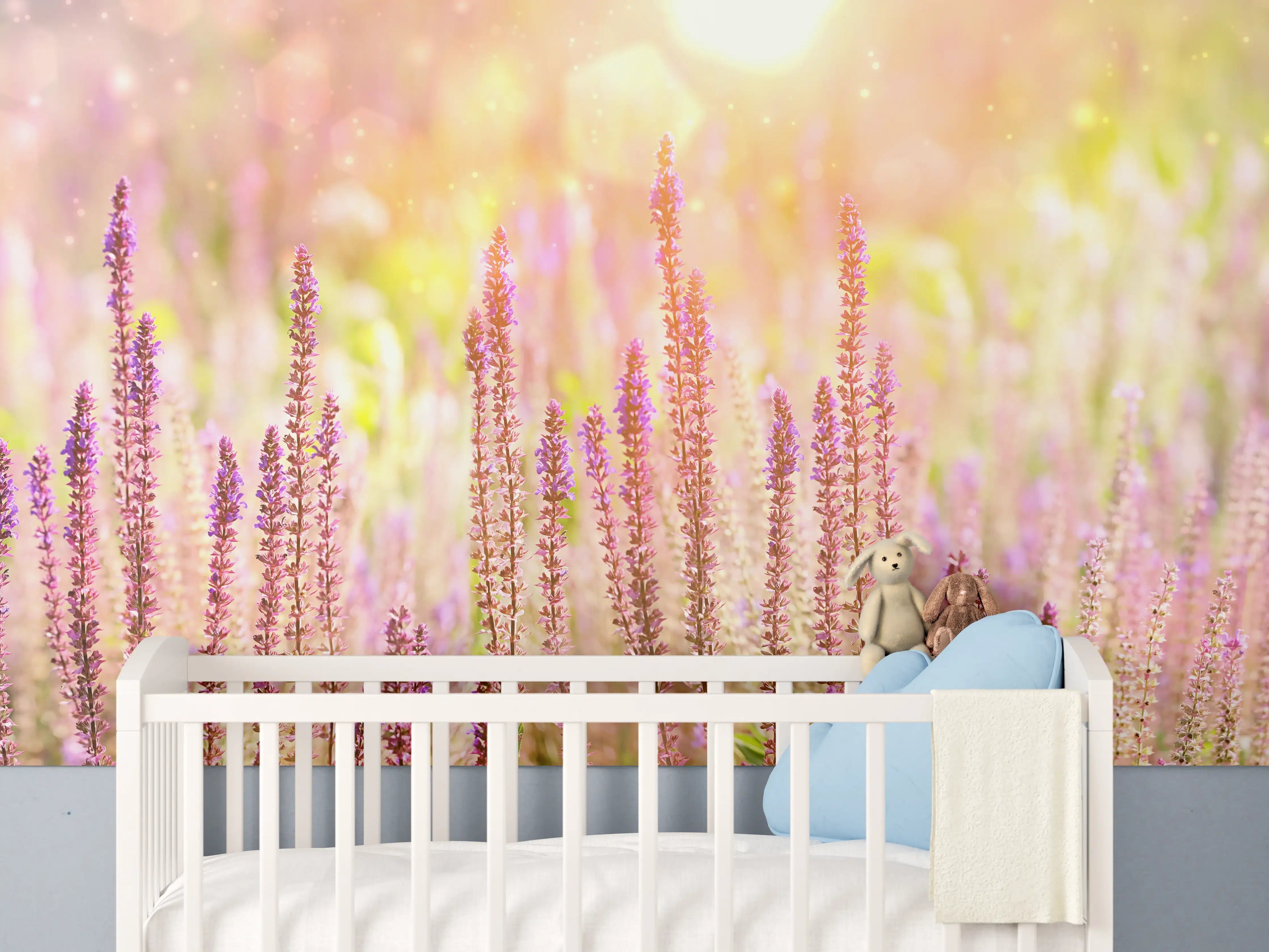Babyzimmer Wandgestaltung - Farbenfrohe Blüten der Ziersalbei-Pflanzen