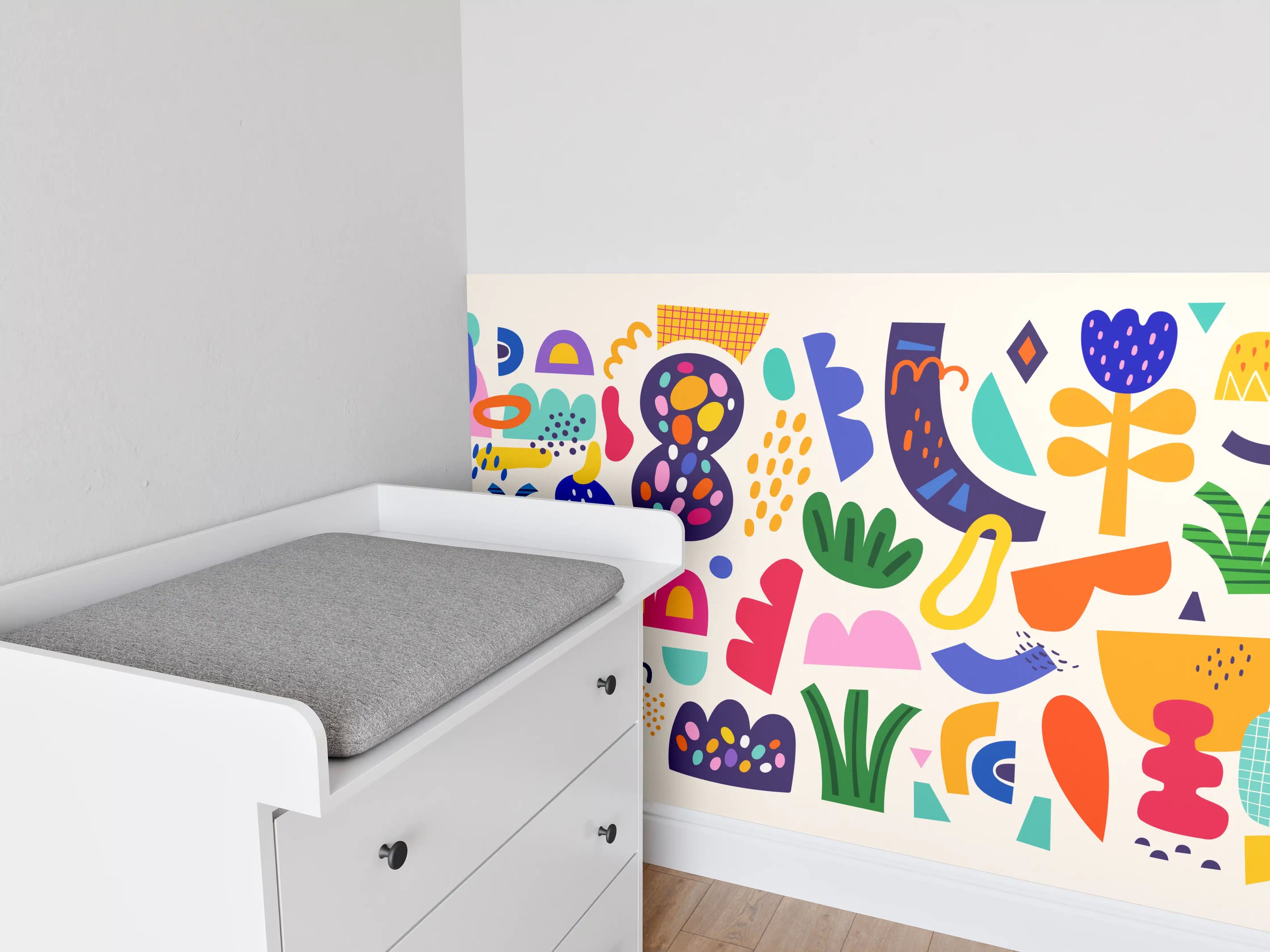 Babyzimmer Wandgestaltung - Farbenfrohe Frühlingslandschaft