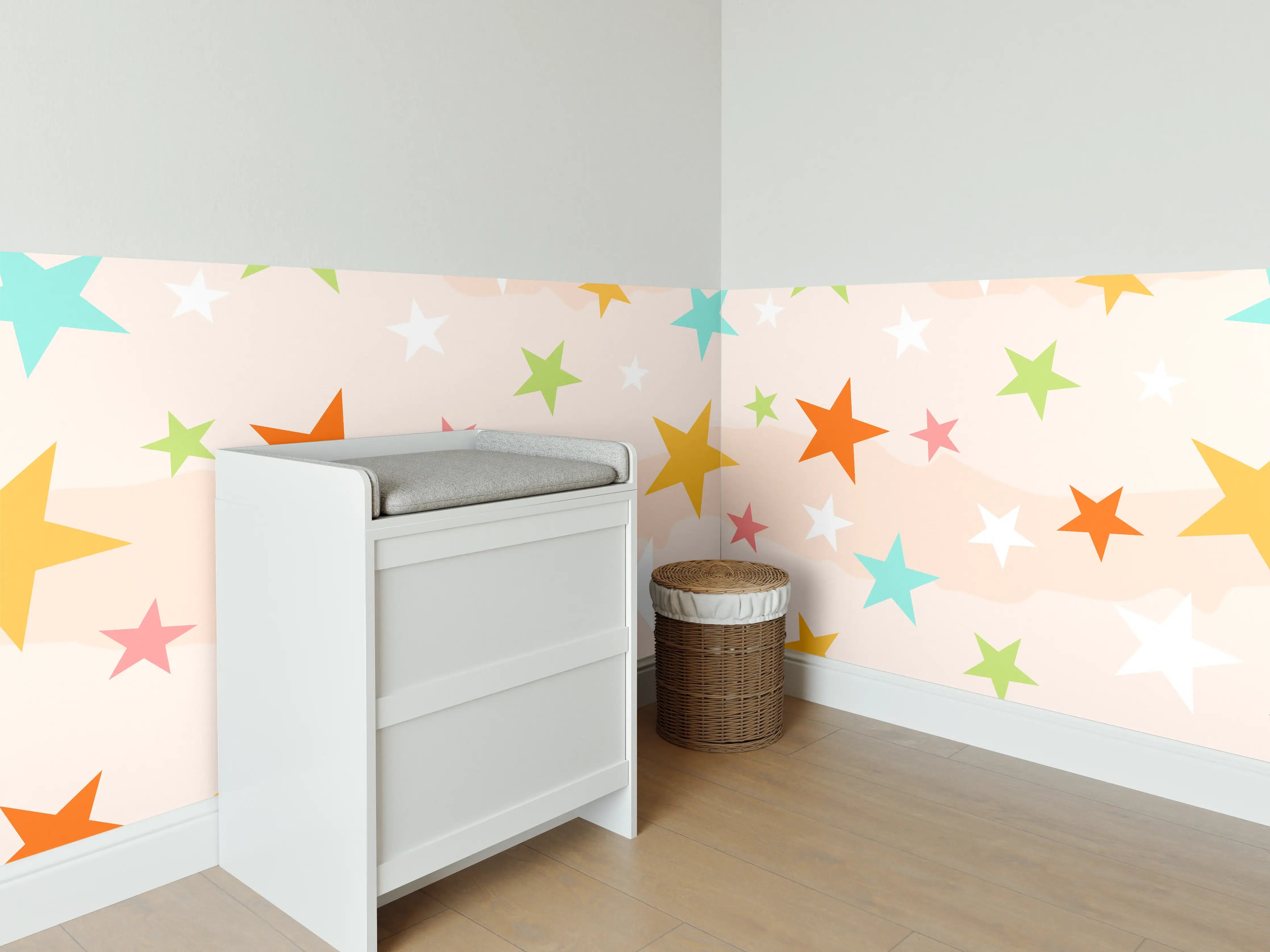 Babyzimmer Wandgestaltung - Farbenfrohes Stern-Muster