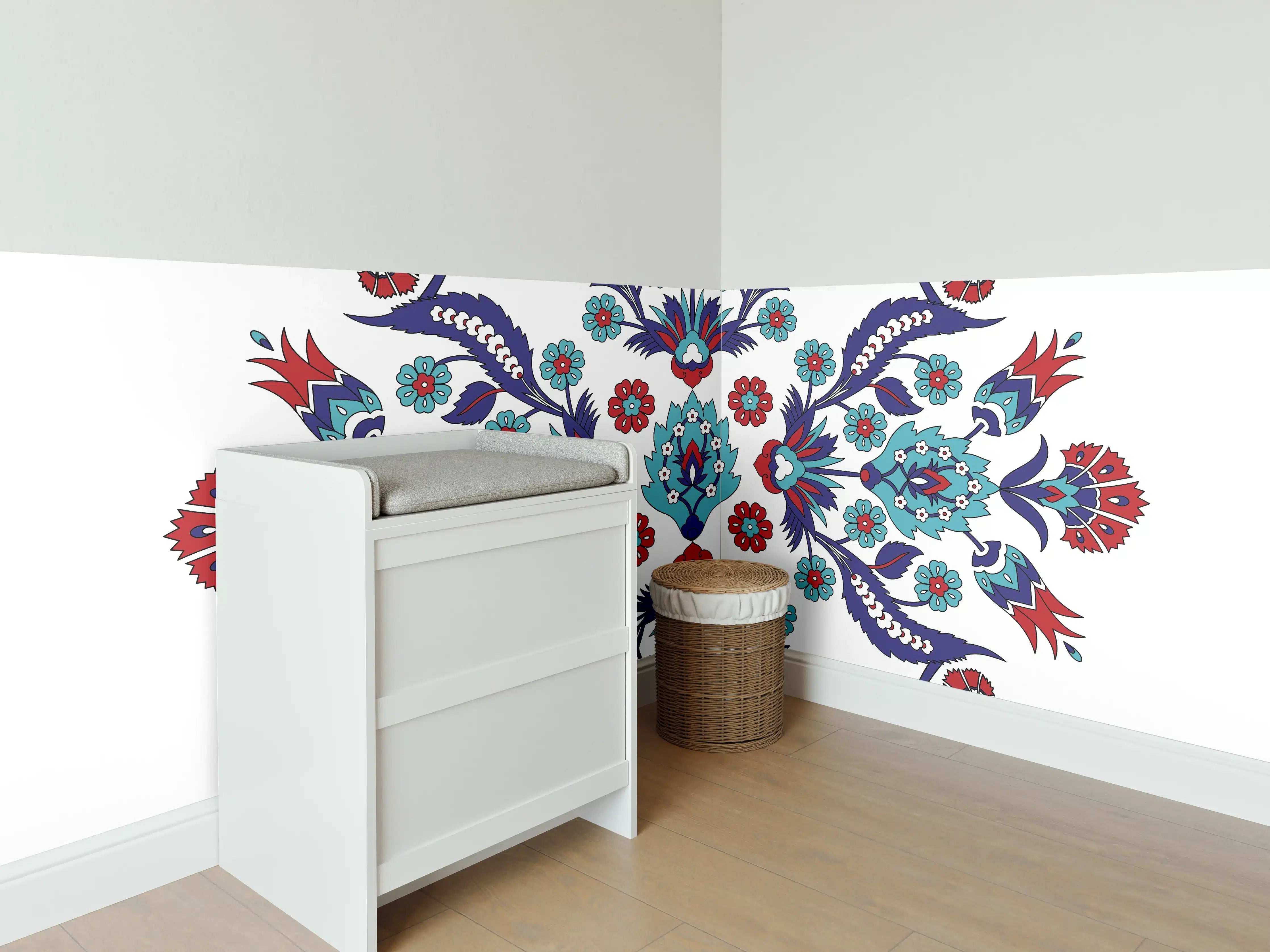 Babyzimmer Wandgestaltung - Farbenprächtiges Blumen Mandala