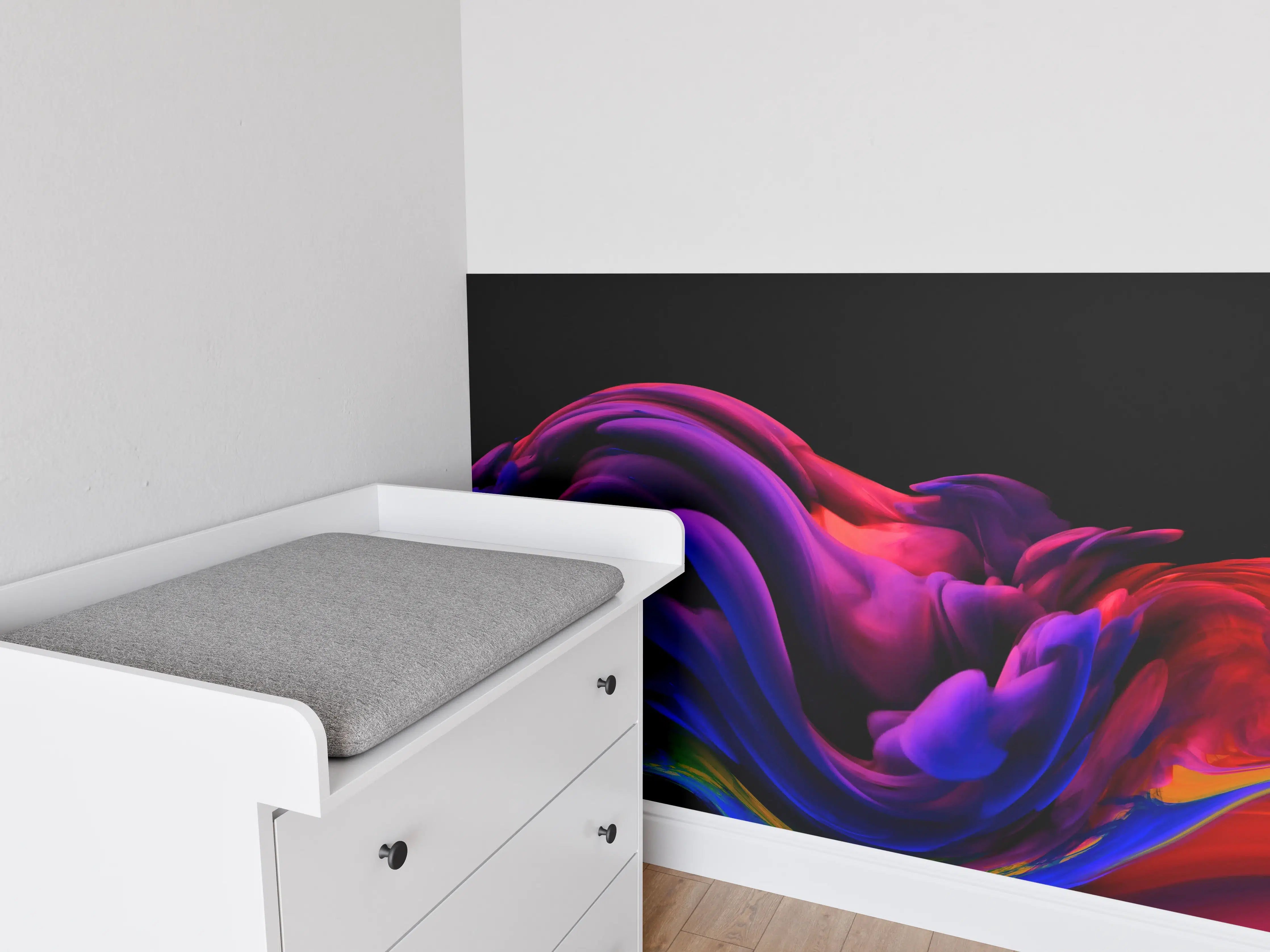 Babyzimmer Wandgestaltung - Farbexplosion Abstrakt Design