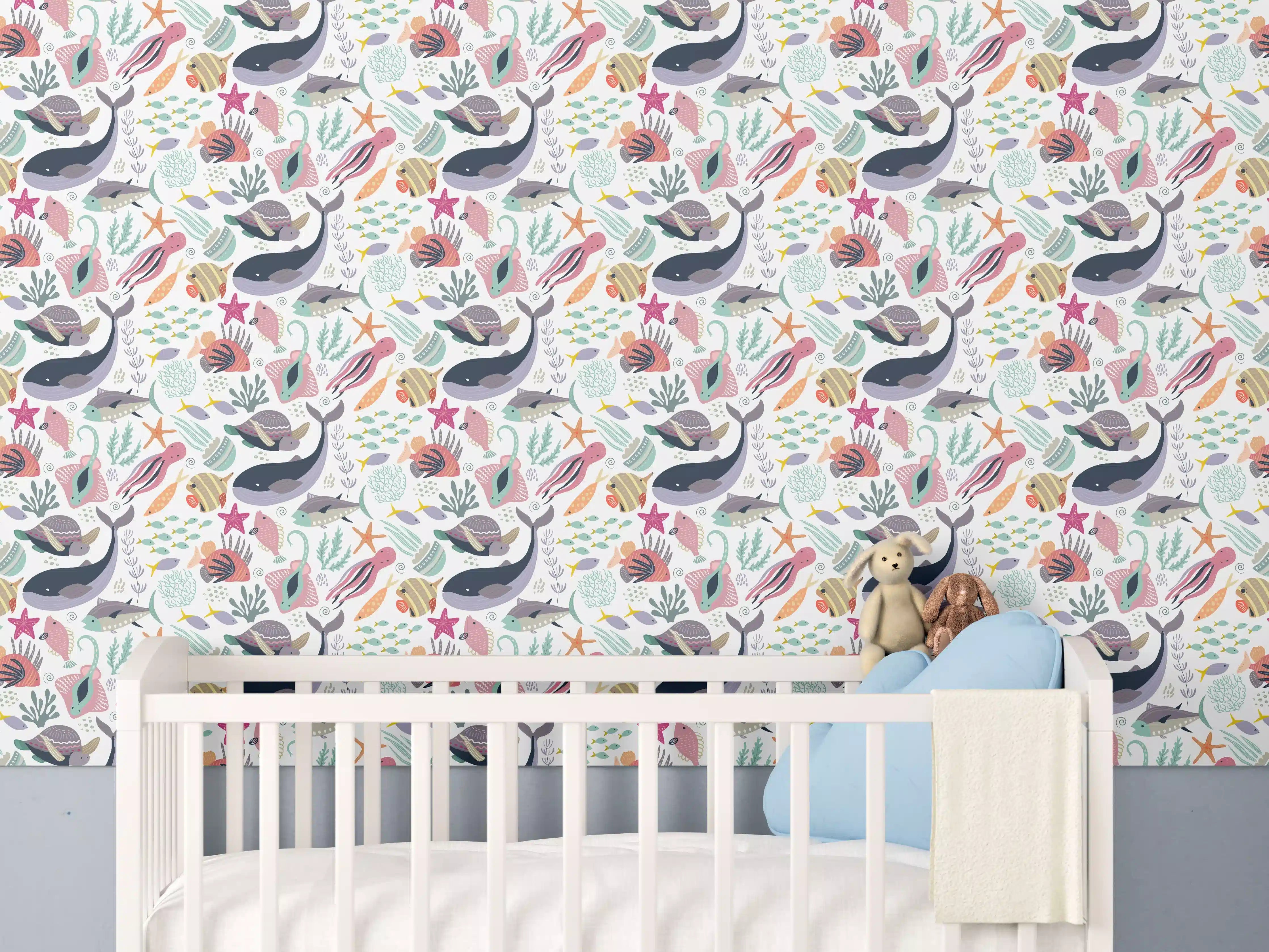 Babyzimmer Wandgestaltung - Farbige Musterwelt