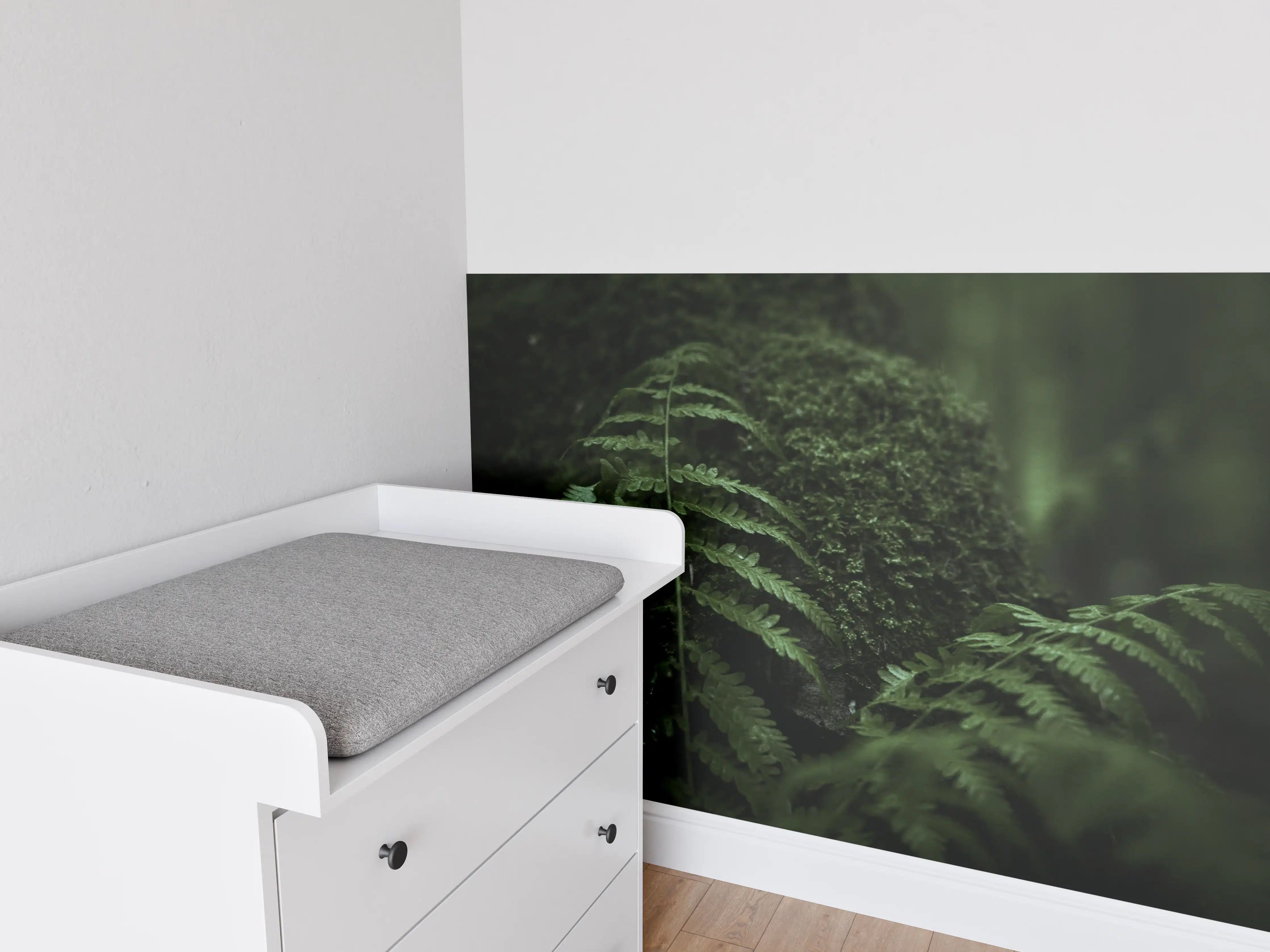 Babyzimmer Wandgestaltung - Farn im Wald des Allgäu bei Dunkelheit