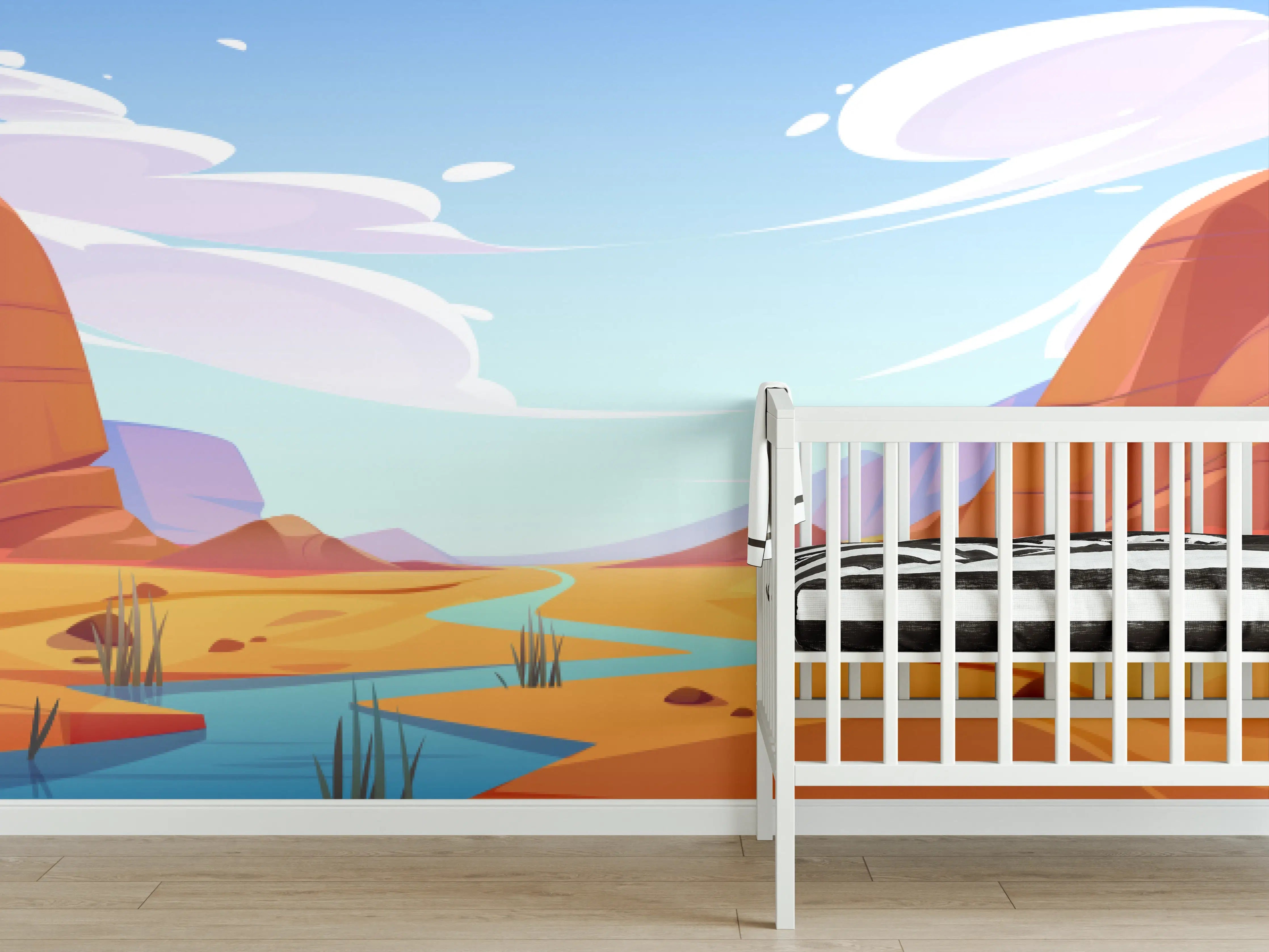 Babyzimmer Wandgestaltung - Faszinierende Wüstenlandschaft mit Fluss