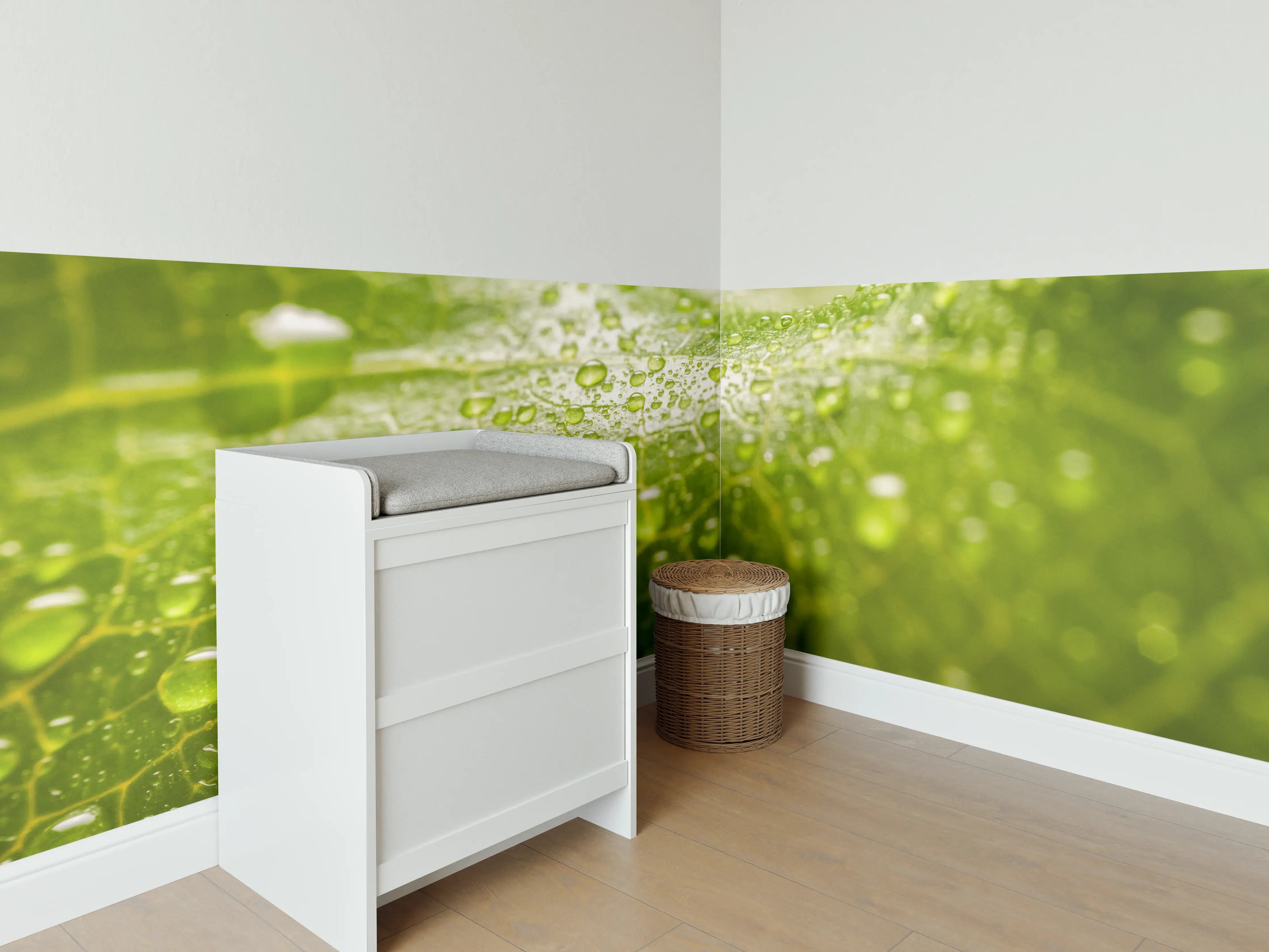 Babyzimmer Wandgestaltung - Feuchtes Blatt
