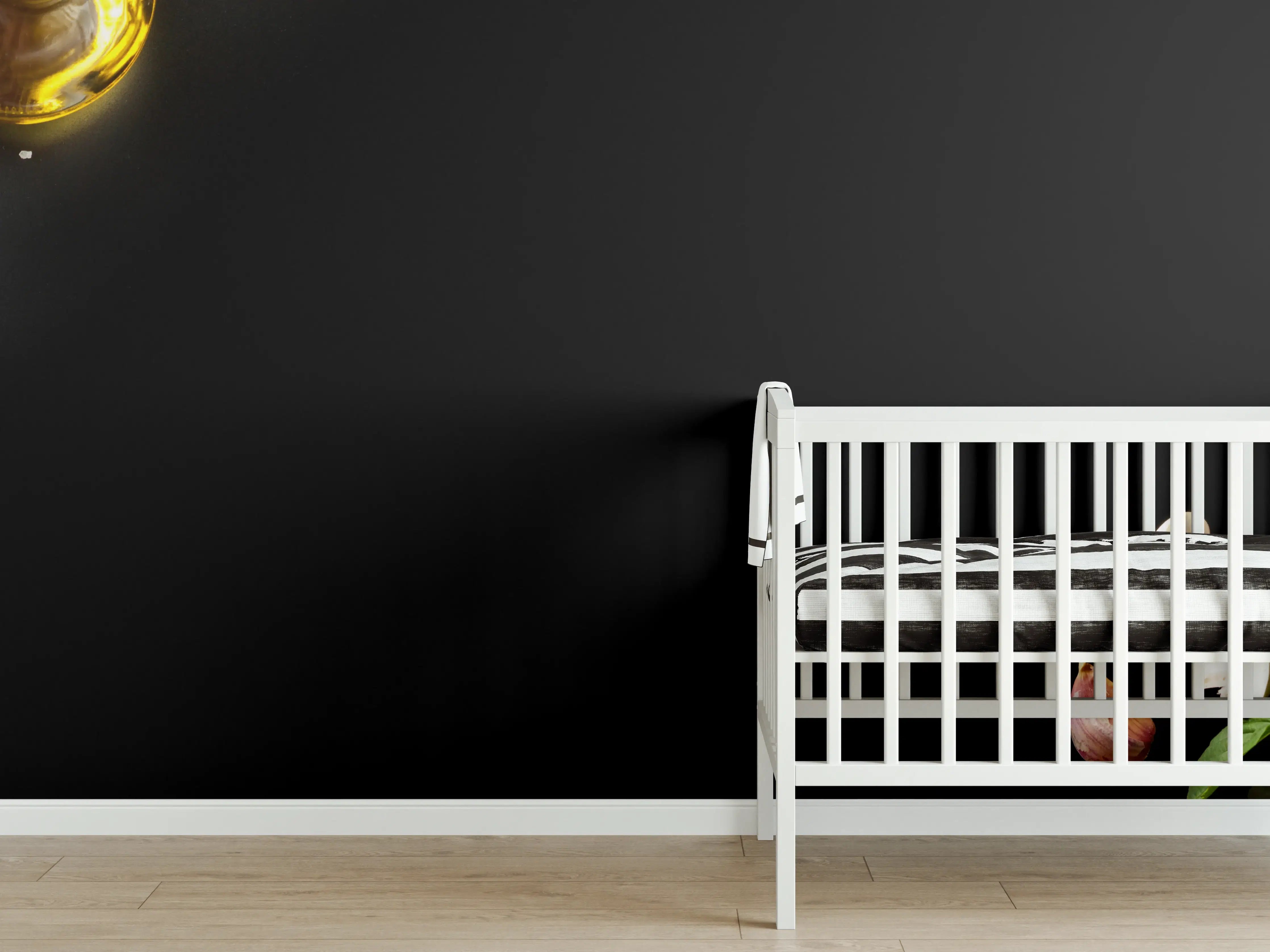 Babyzimmer Wandgestaltung - Fischzutaten auf schwarzem Hintergrund