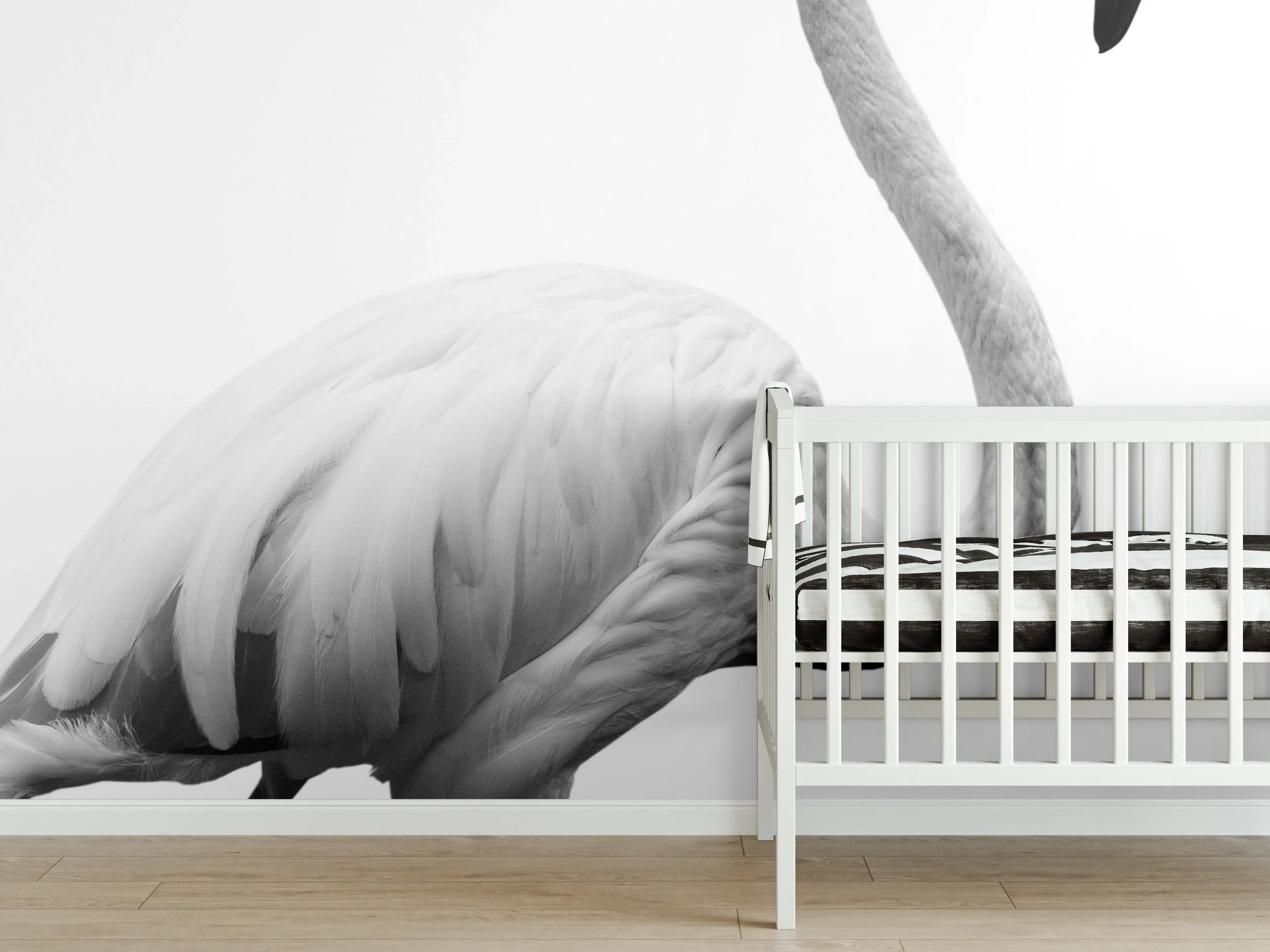 Babyzimmer Wandgestaltung - Flamingo - schwarz-weiß