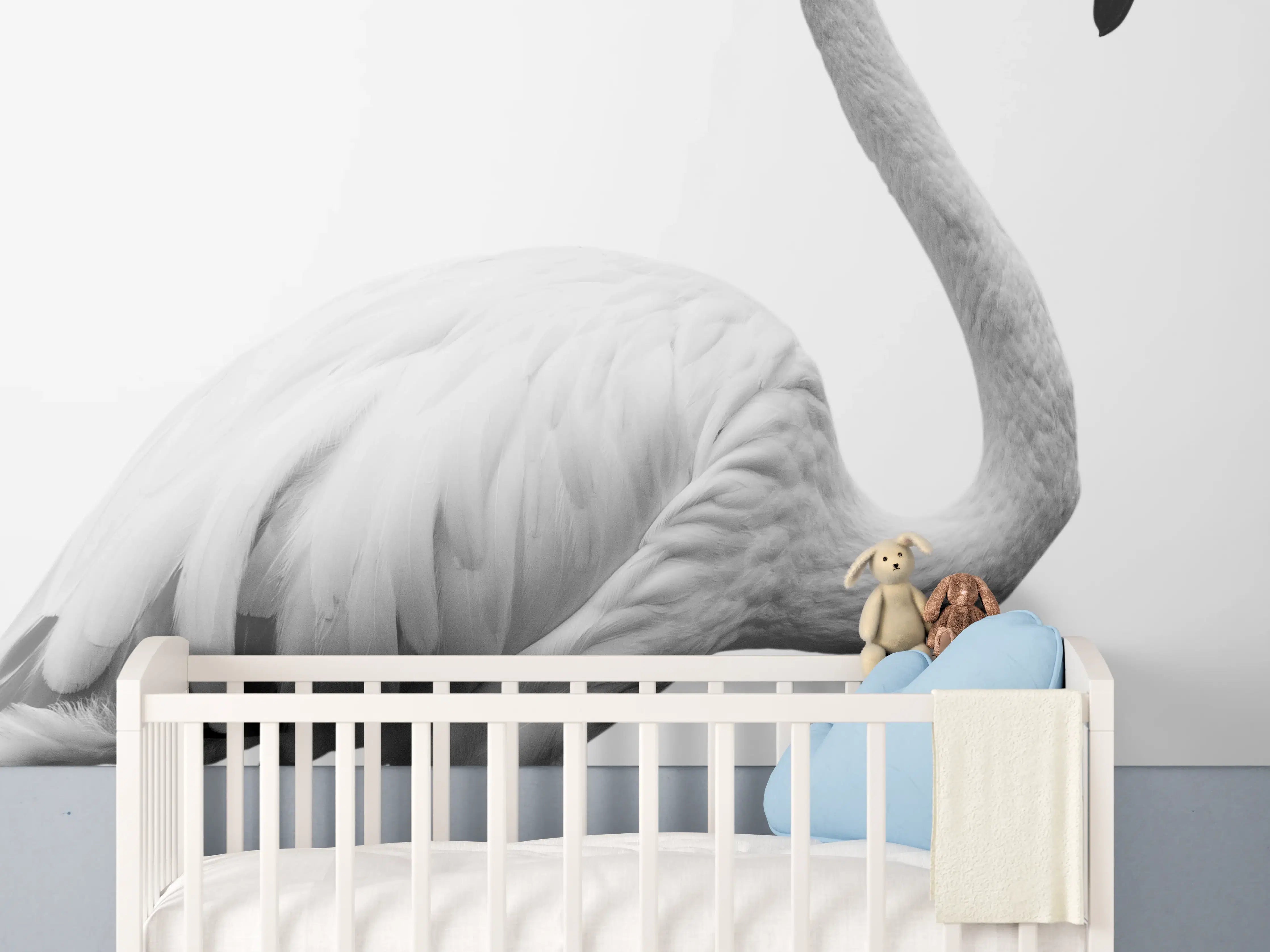 Babyzimmer Wandgestaltung - Flamingo - schwarz-weiß