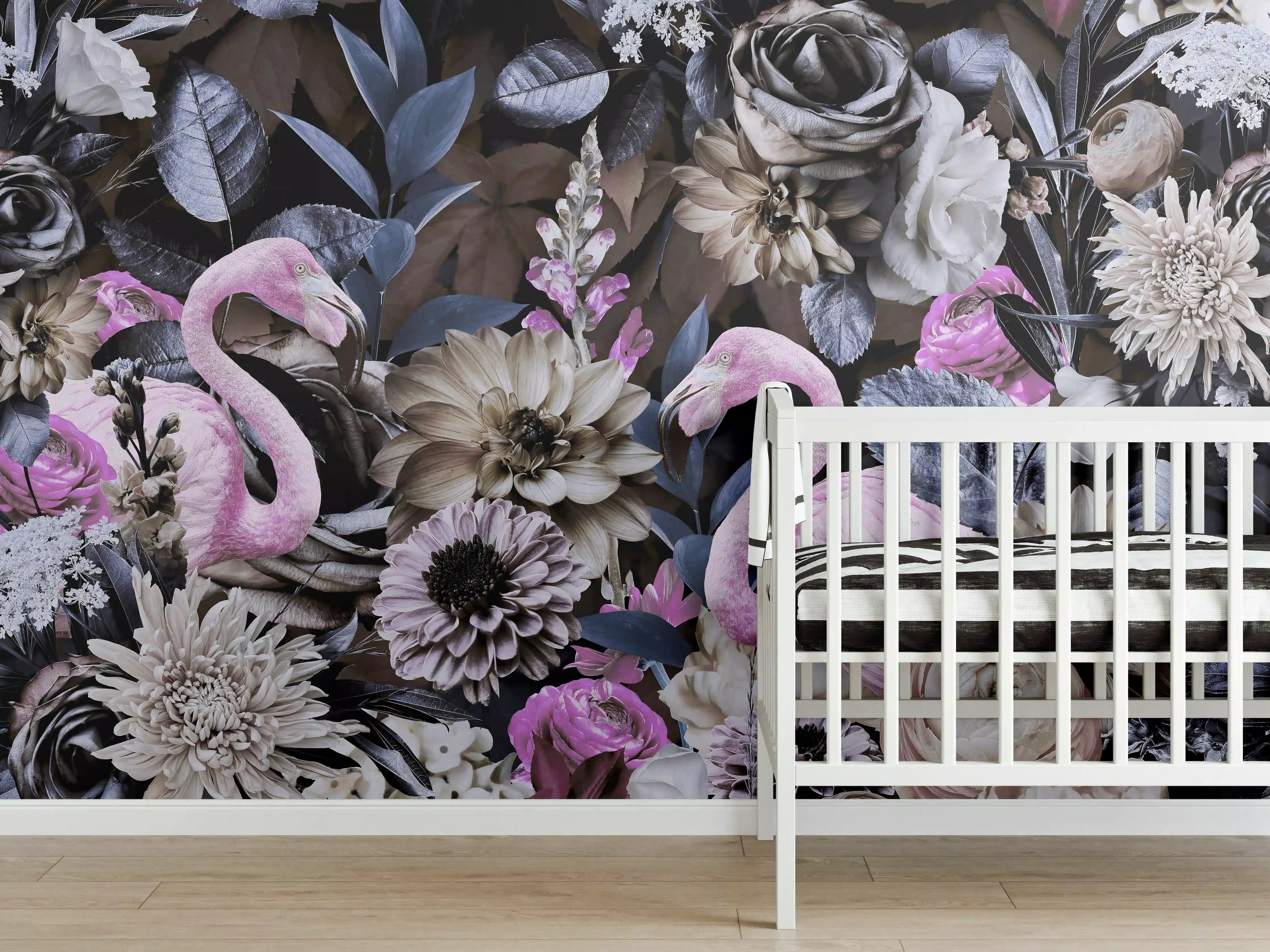 Babyzimmer Wandgestaltung - Flamingo Garden - Floral