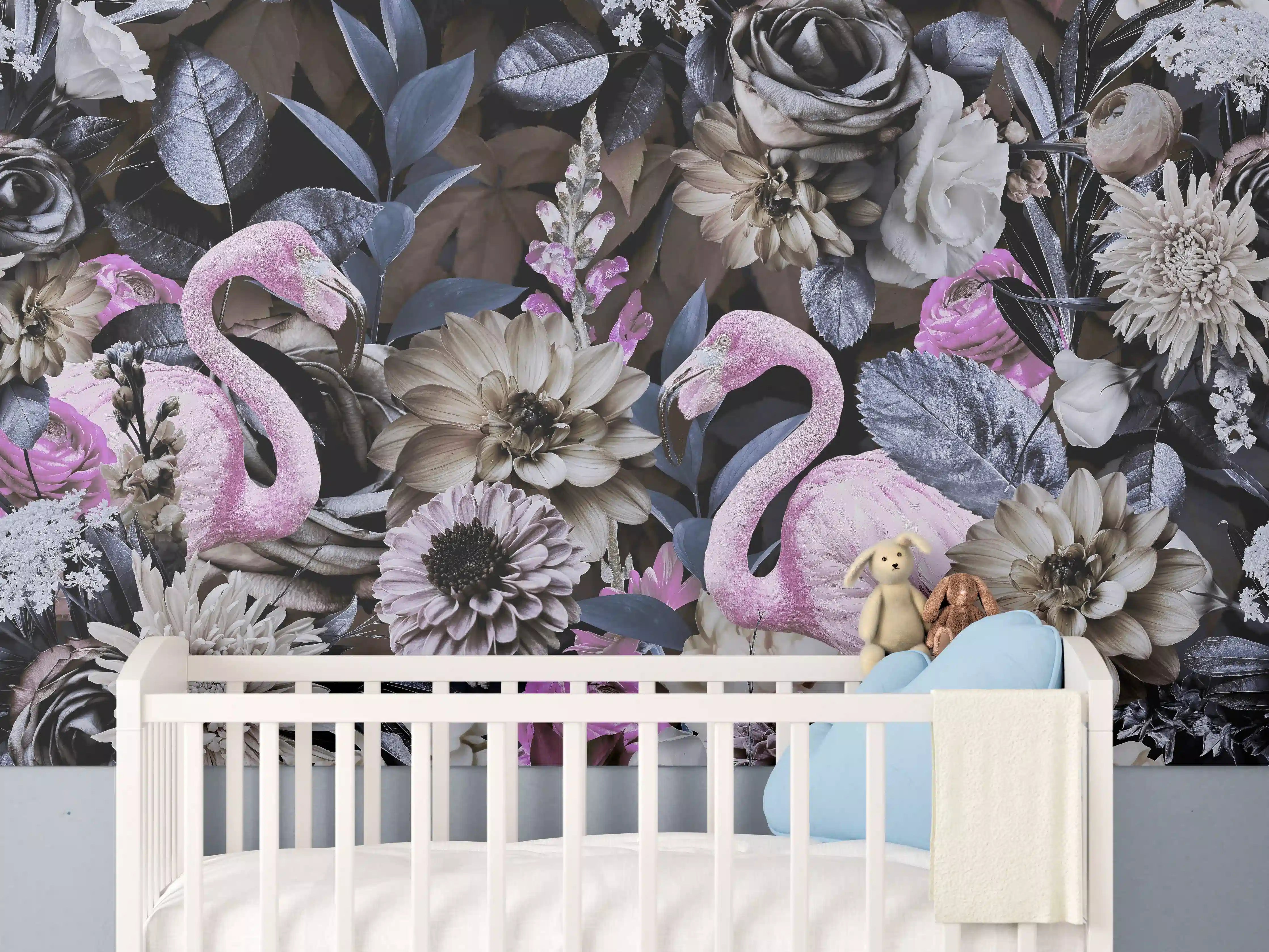 Babyzimmer Wandgestaltung - Flamingo Garden - Floral