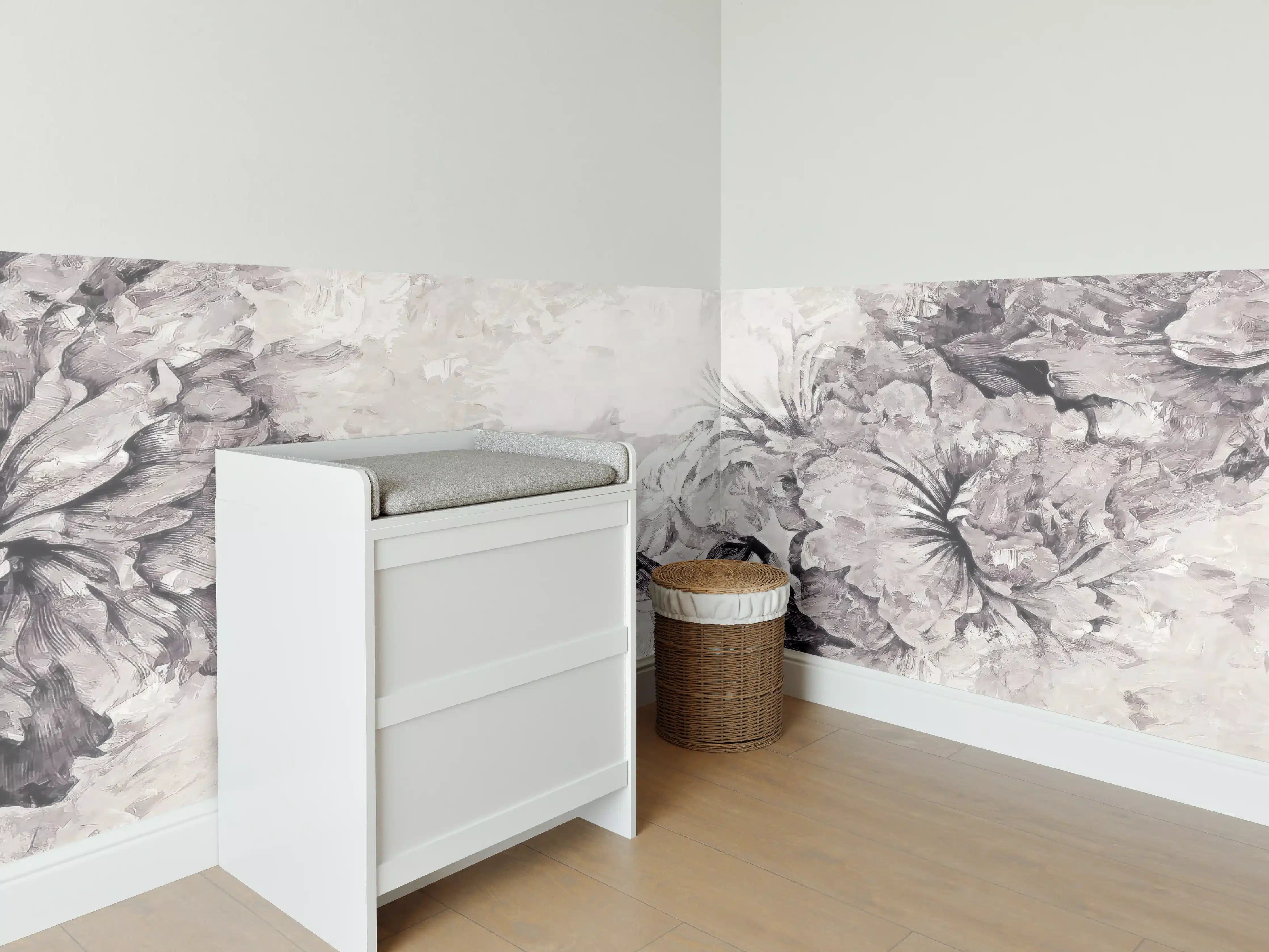 Babyzimmer Wandgestaltung - Floral Grau Abstrakte Textur
