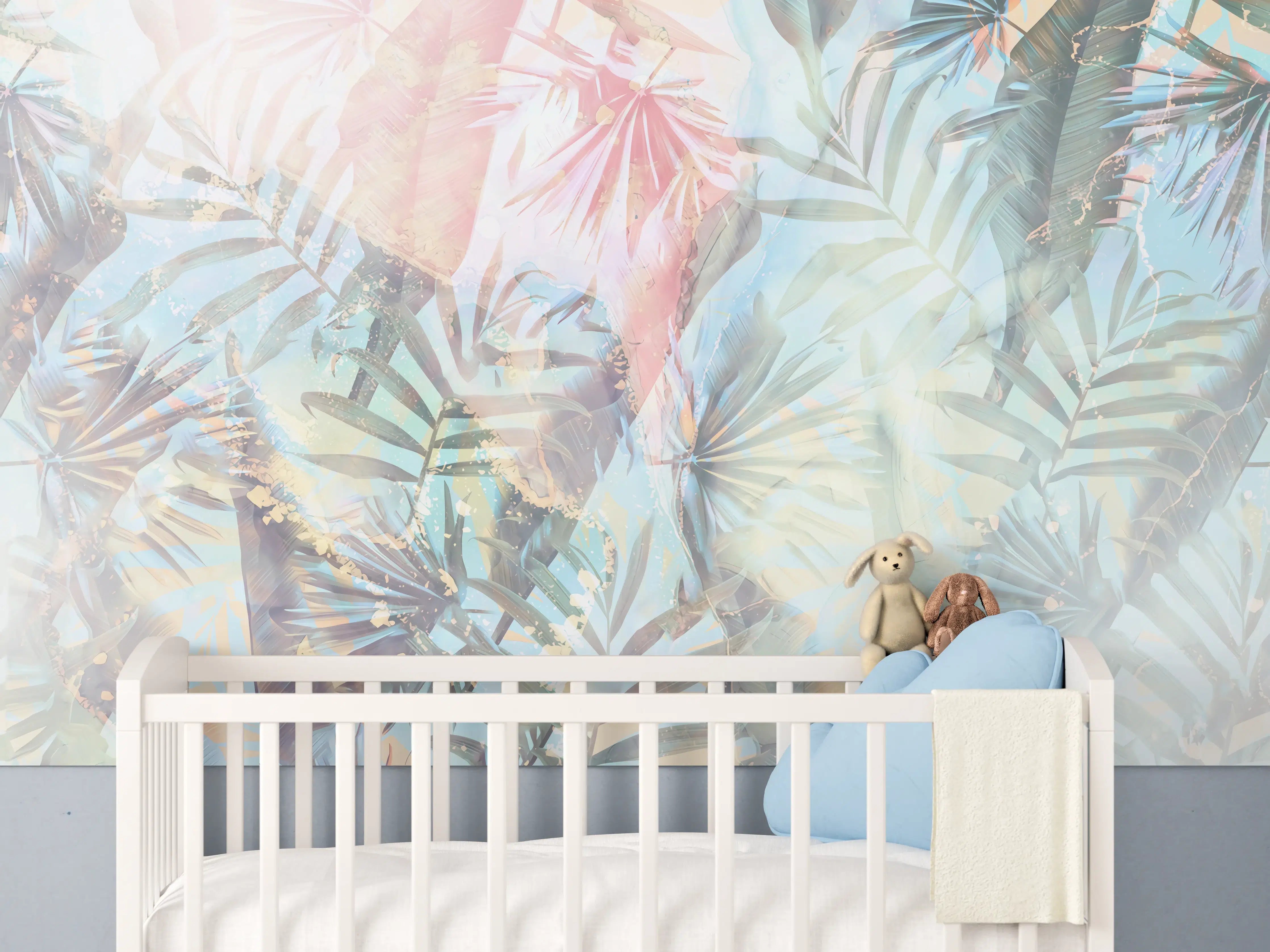 Babyzimmer Wandgestaltung - Florale Darstellung - Pastell