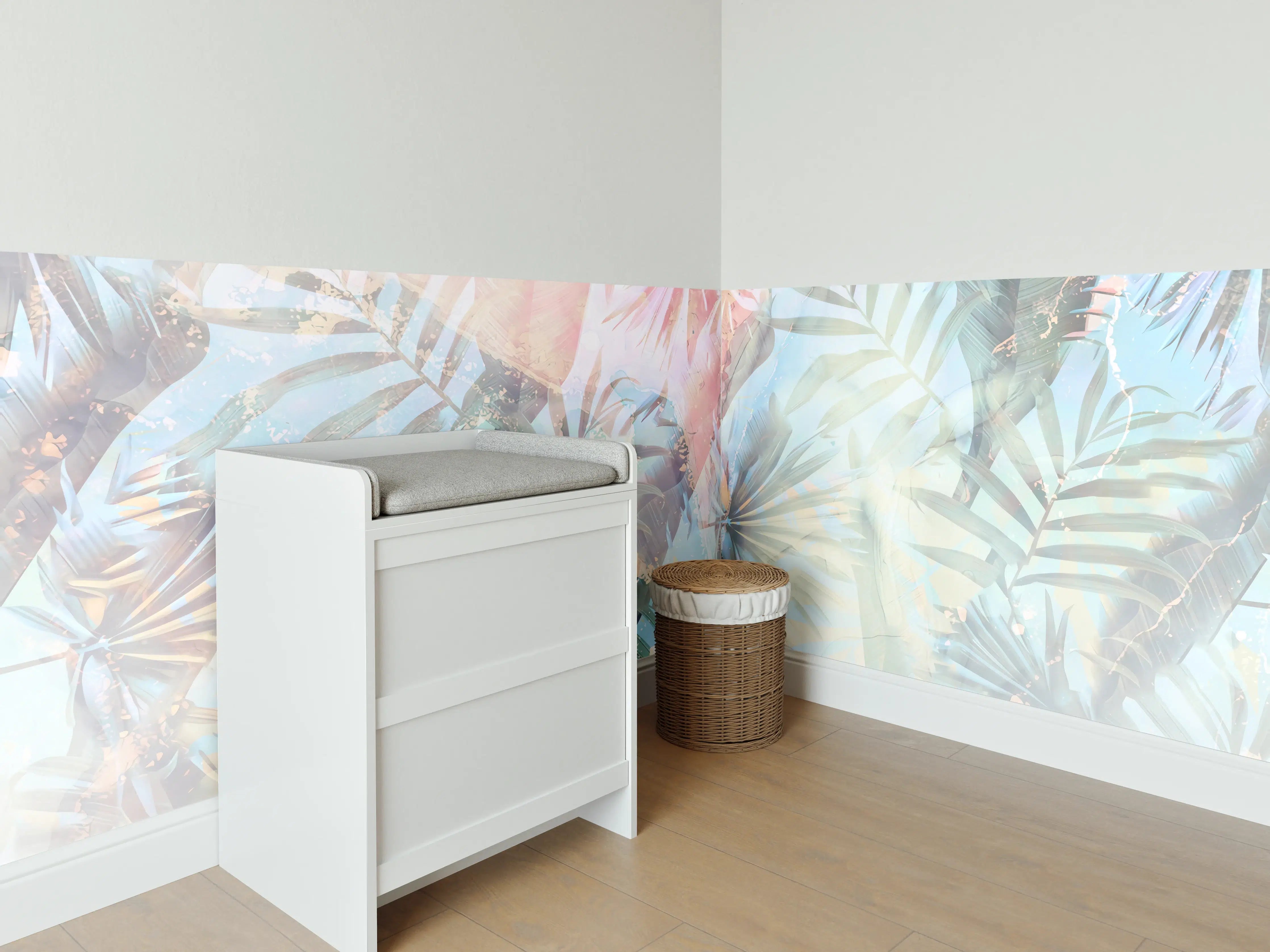 Babyzimmer Wandgestaltung - Florale Darstellung - Pastell
