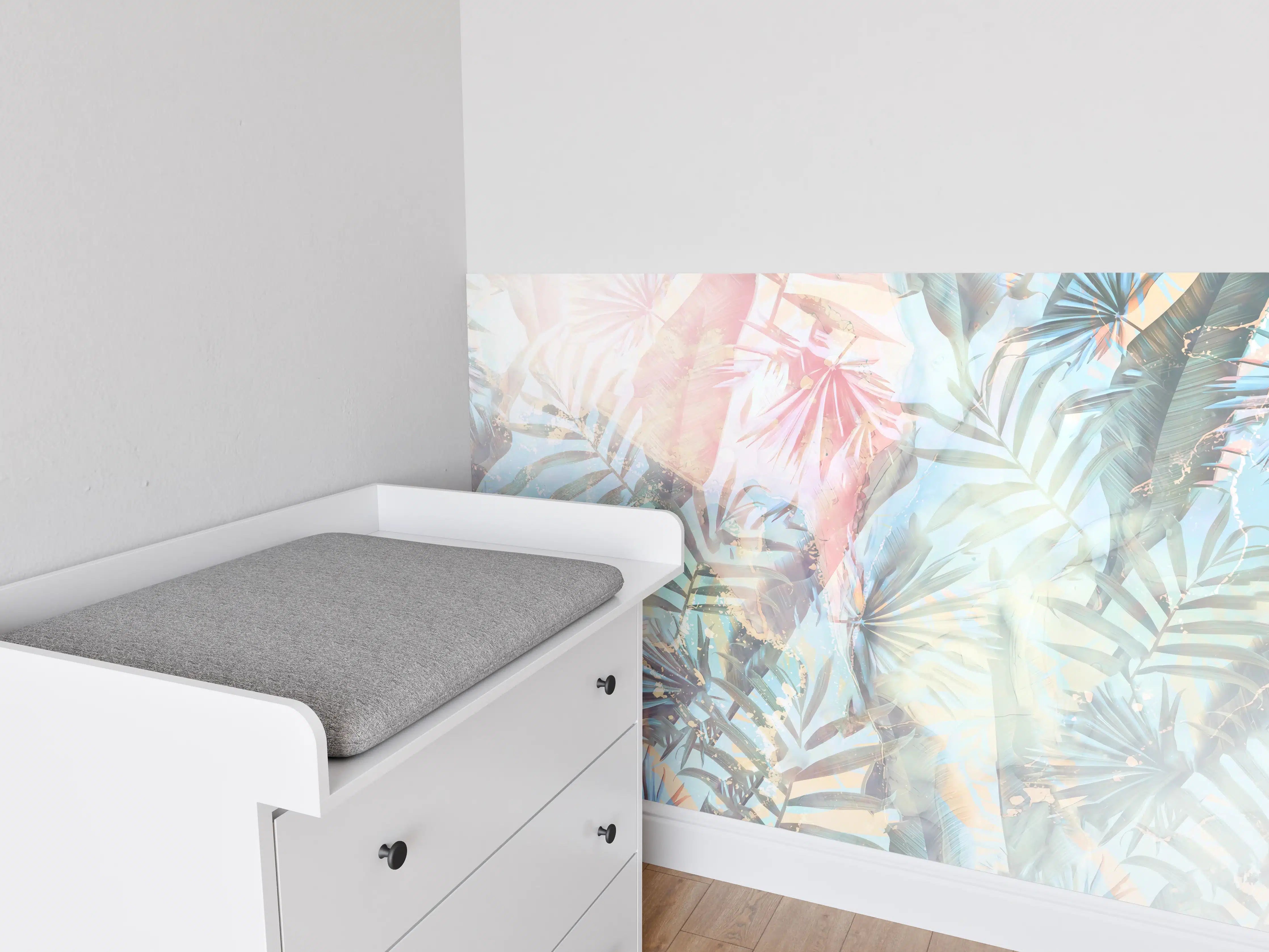 Babyzimmer Wandgestaltung - Florale Darstellung - Pastell