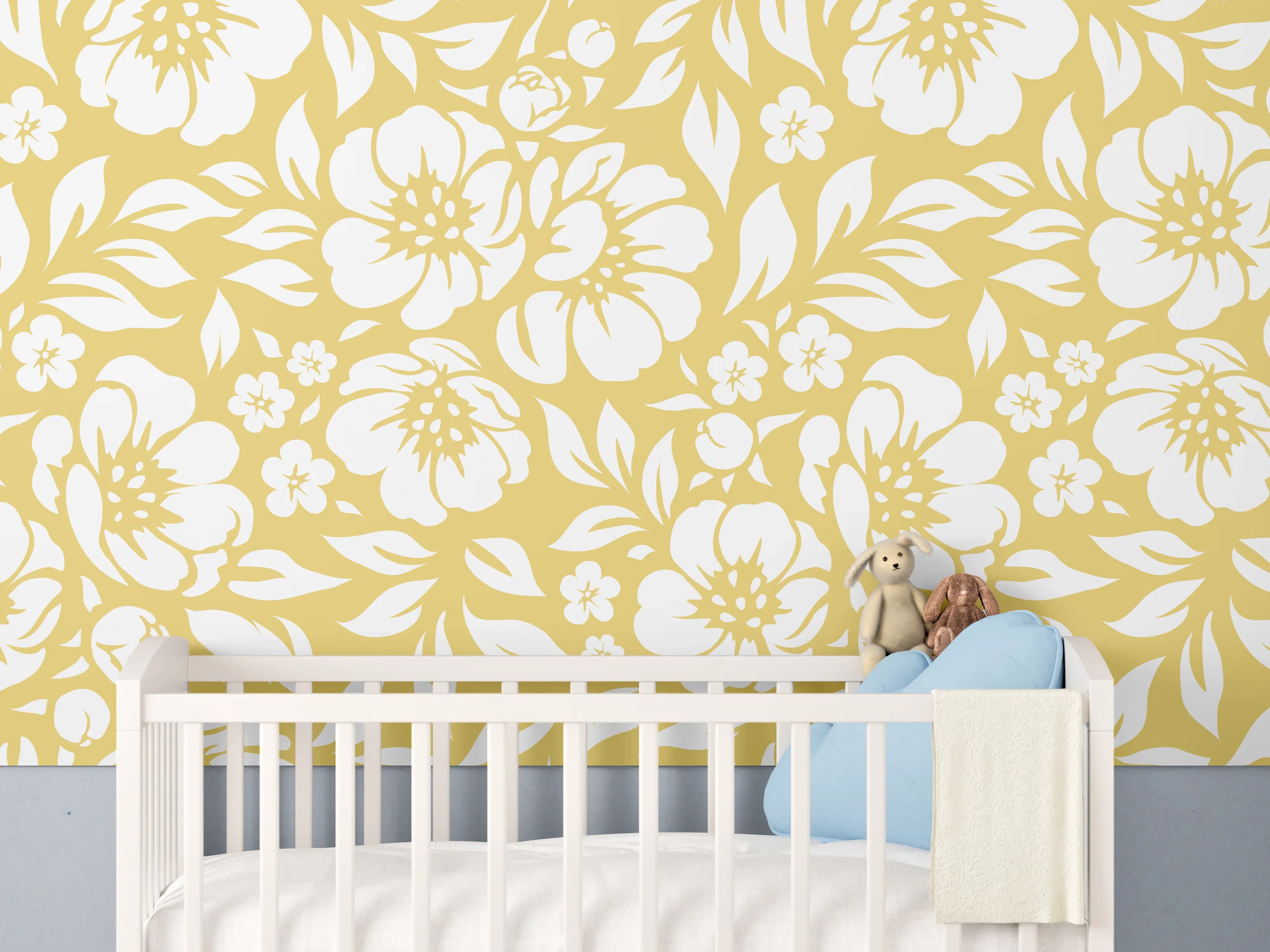 Babyzimmer Wandgestaltung - Florale Gold-Details für elegante Räume