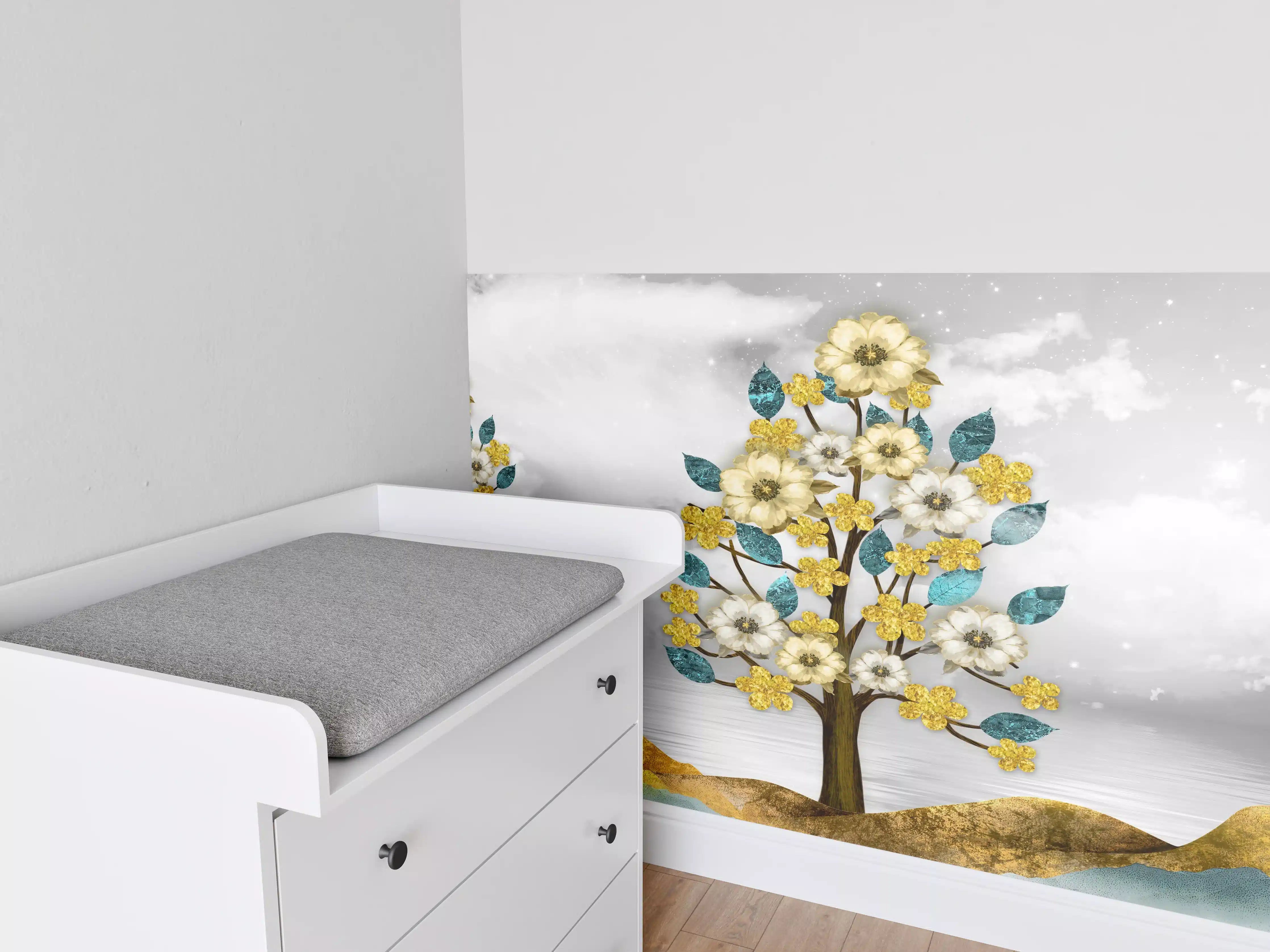 Babyzimmer Wandgestaltung - Florale Kunstmalerei - Natur