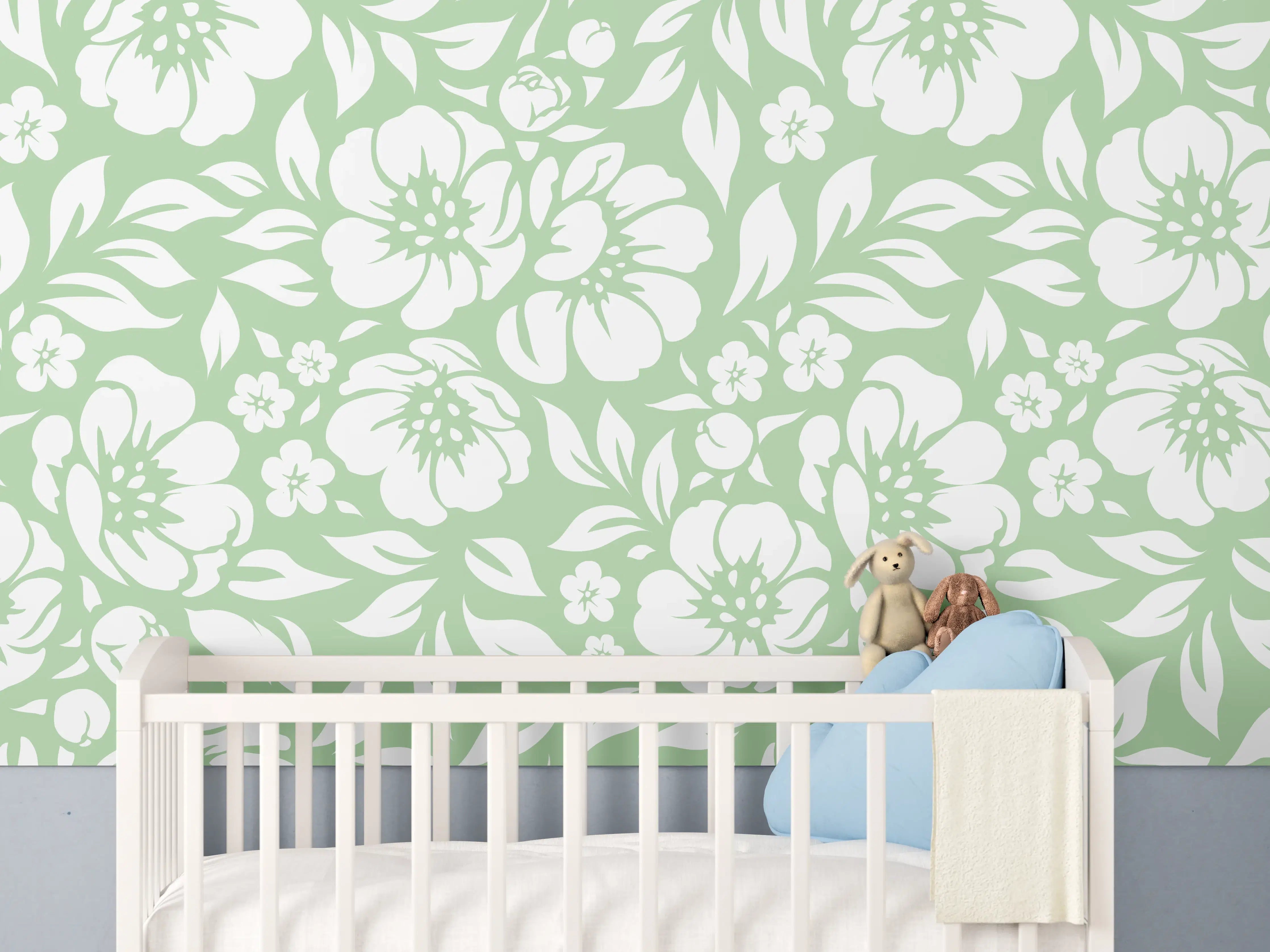 Babyzimmer Wandgestaltung - Florale Muschio-Design