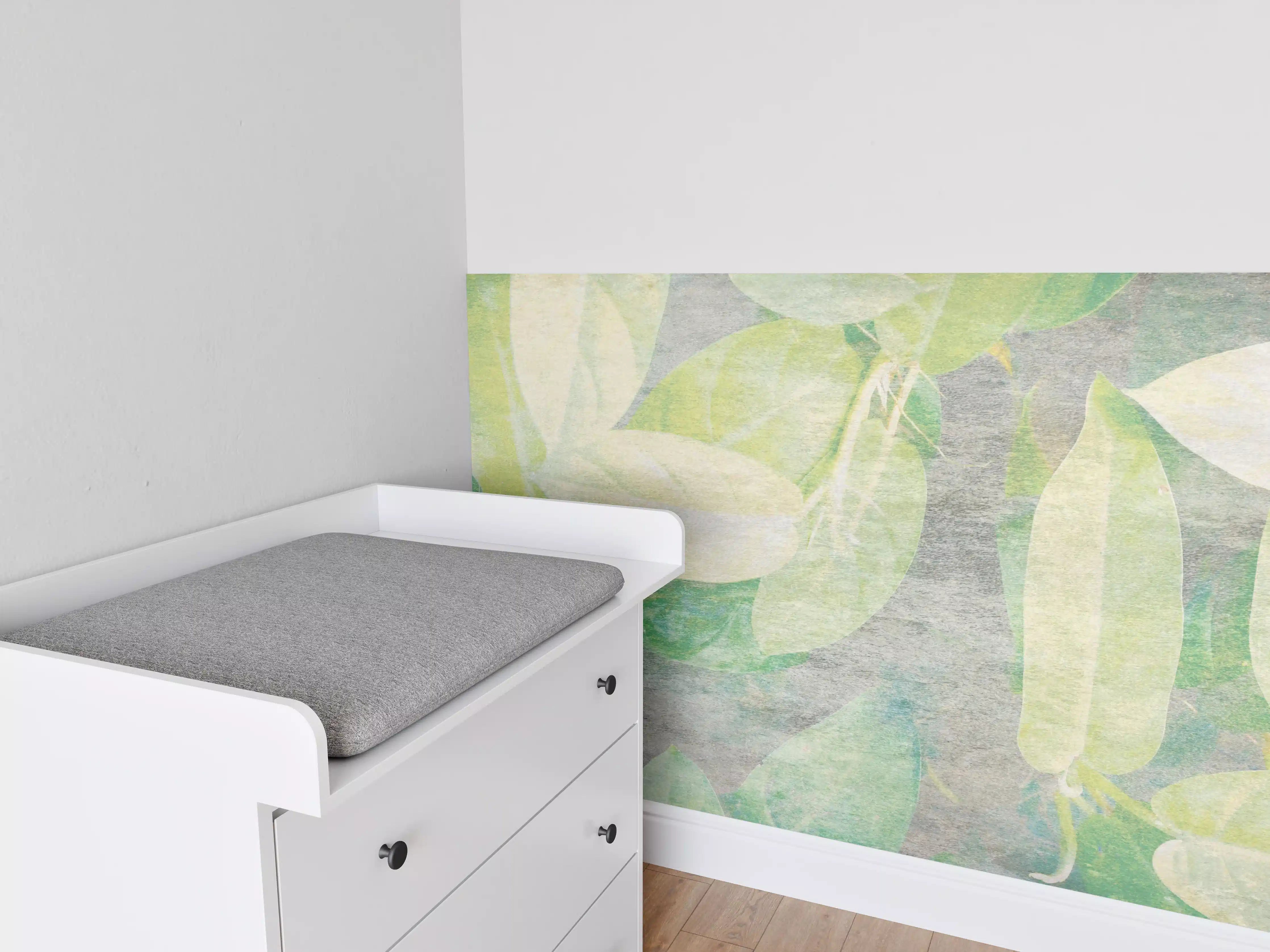 Babyzimmer Wandgestaltung - Florale Wand - Gräulich