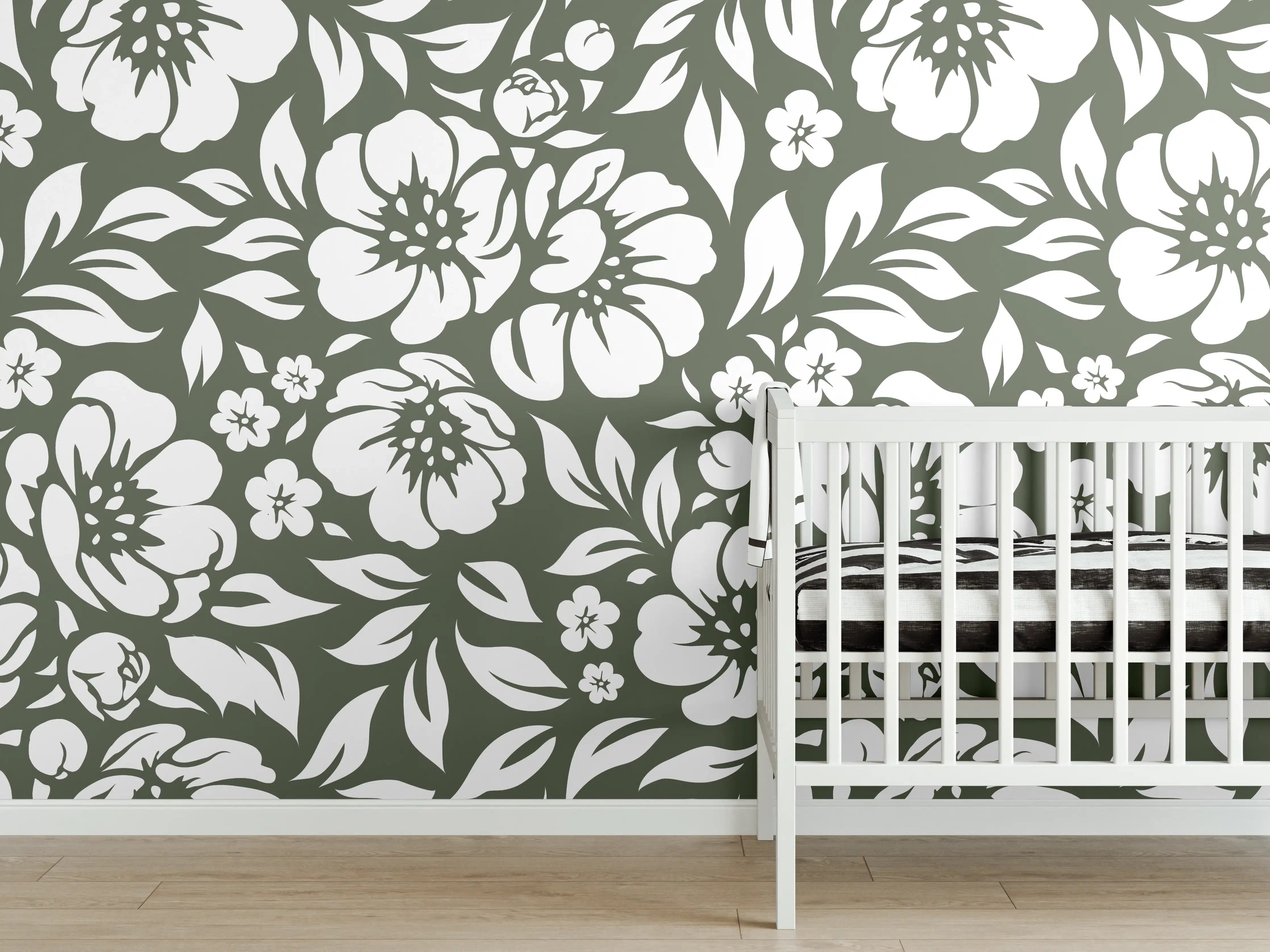 Babyzimmer Wandgestaltung - Florale Wanddekoration