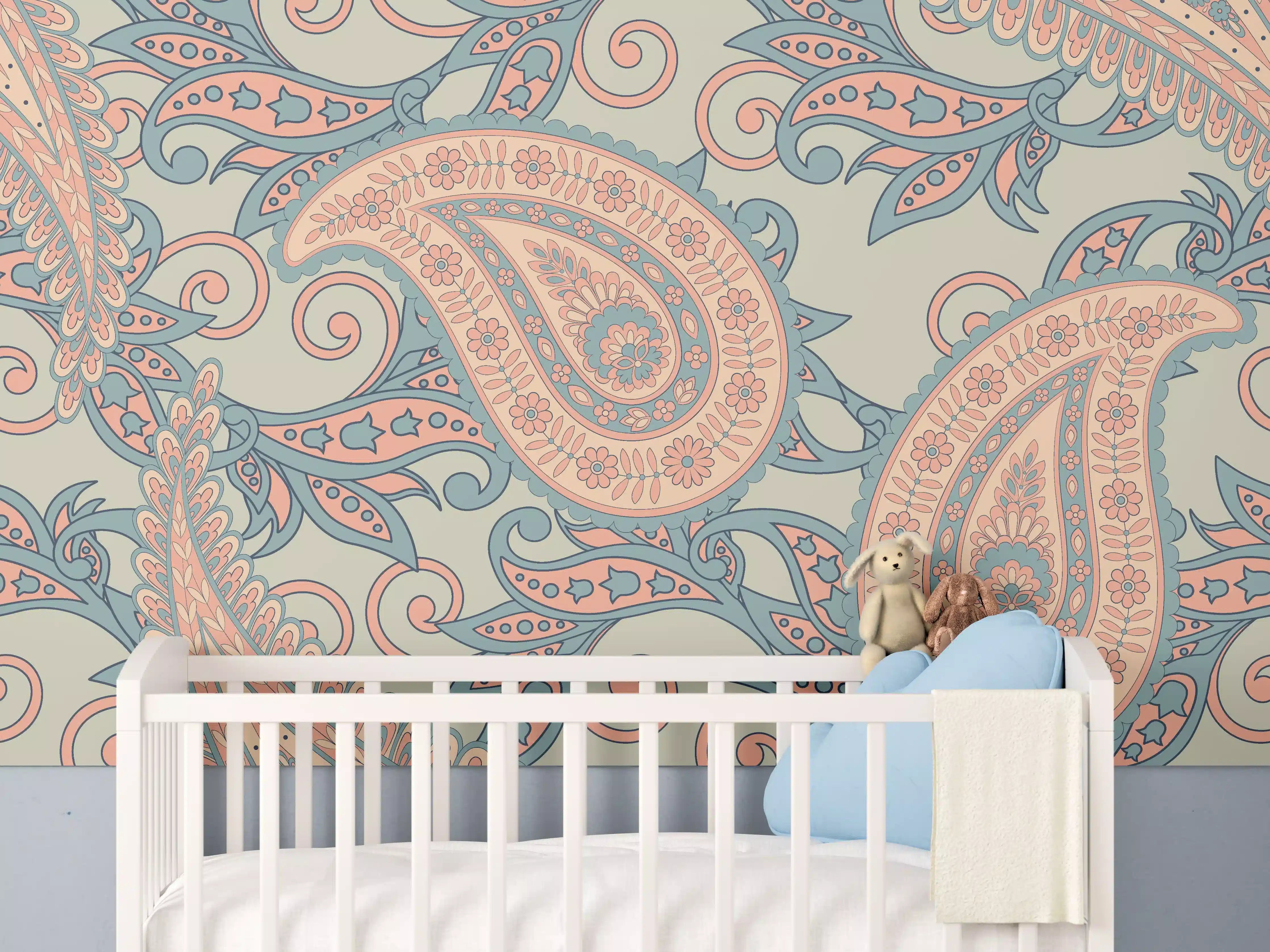 Babyzimmer Wandgestaltung - Florales Design - orientalisches Muster