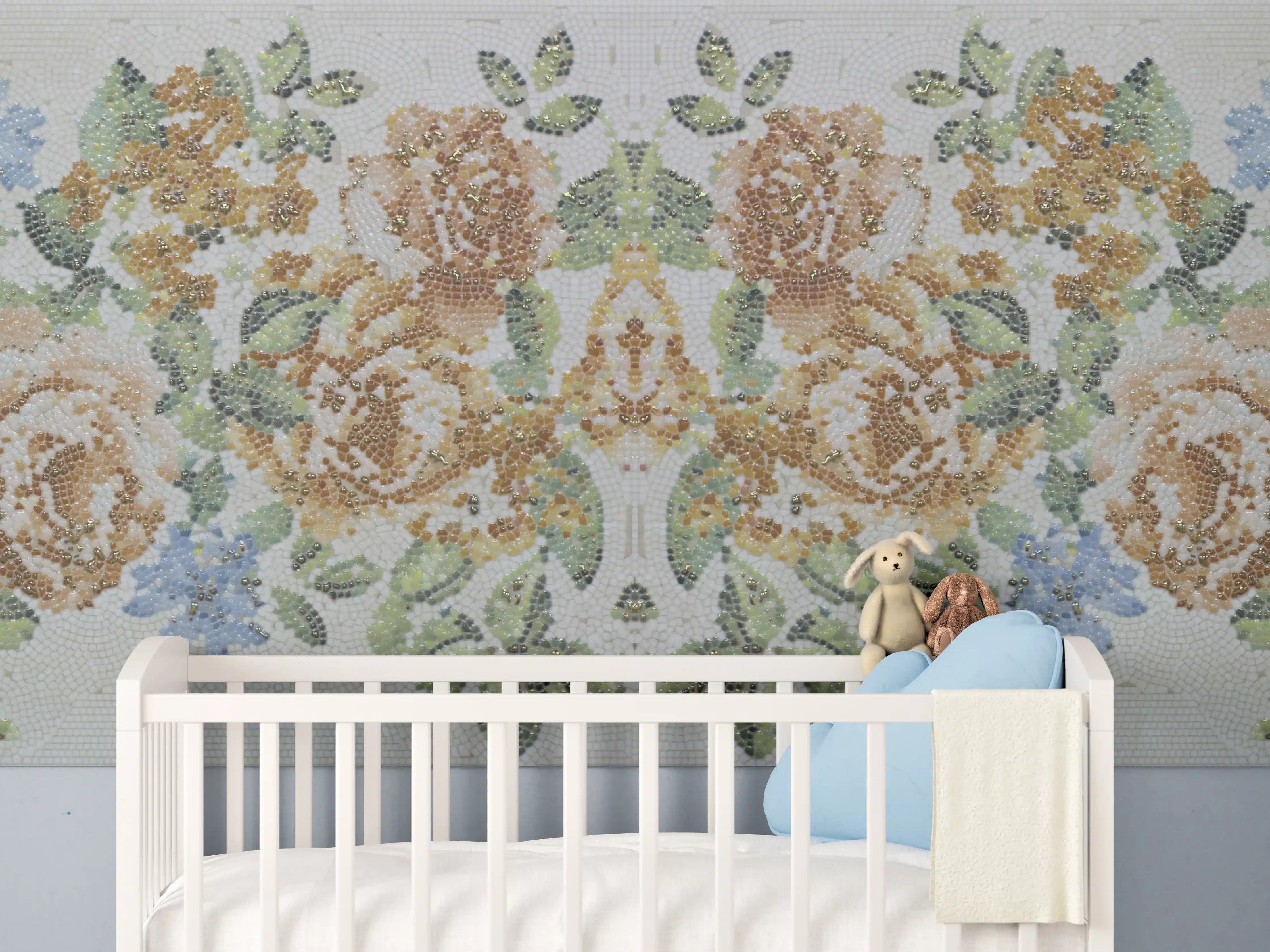 Babyzimmer Wandgestaltung - Florales Muster Design Textur