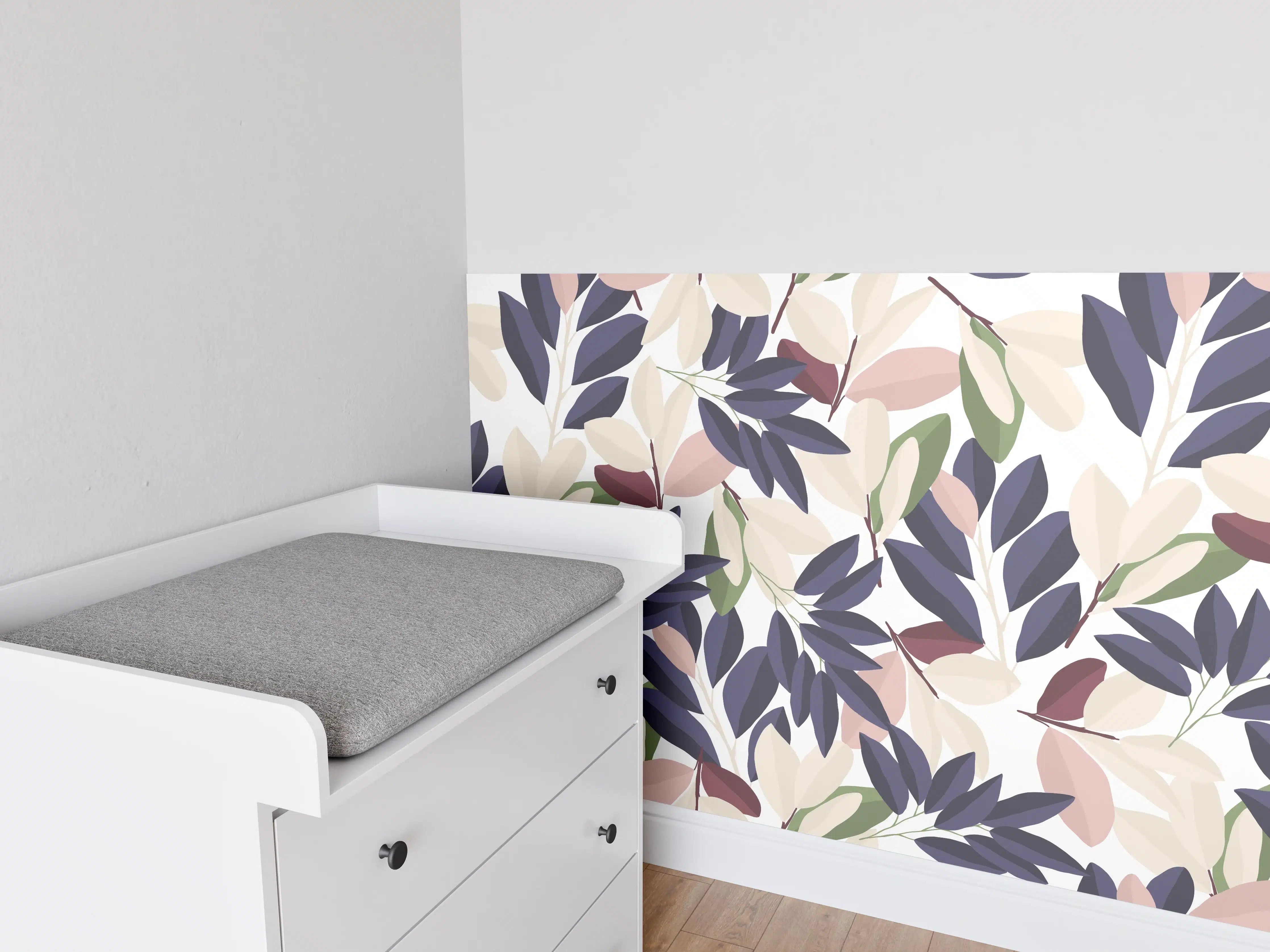 Babyzimmer Wandgestaltung - Florales Muster Pastellfarben
