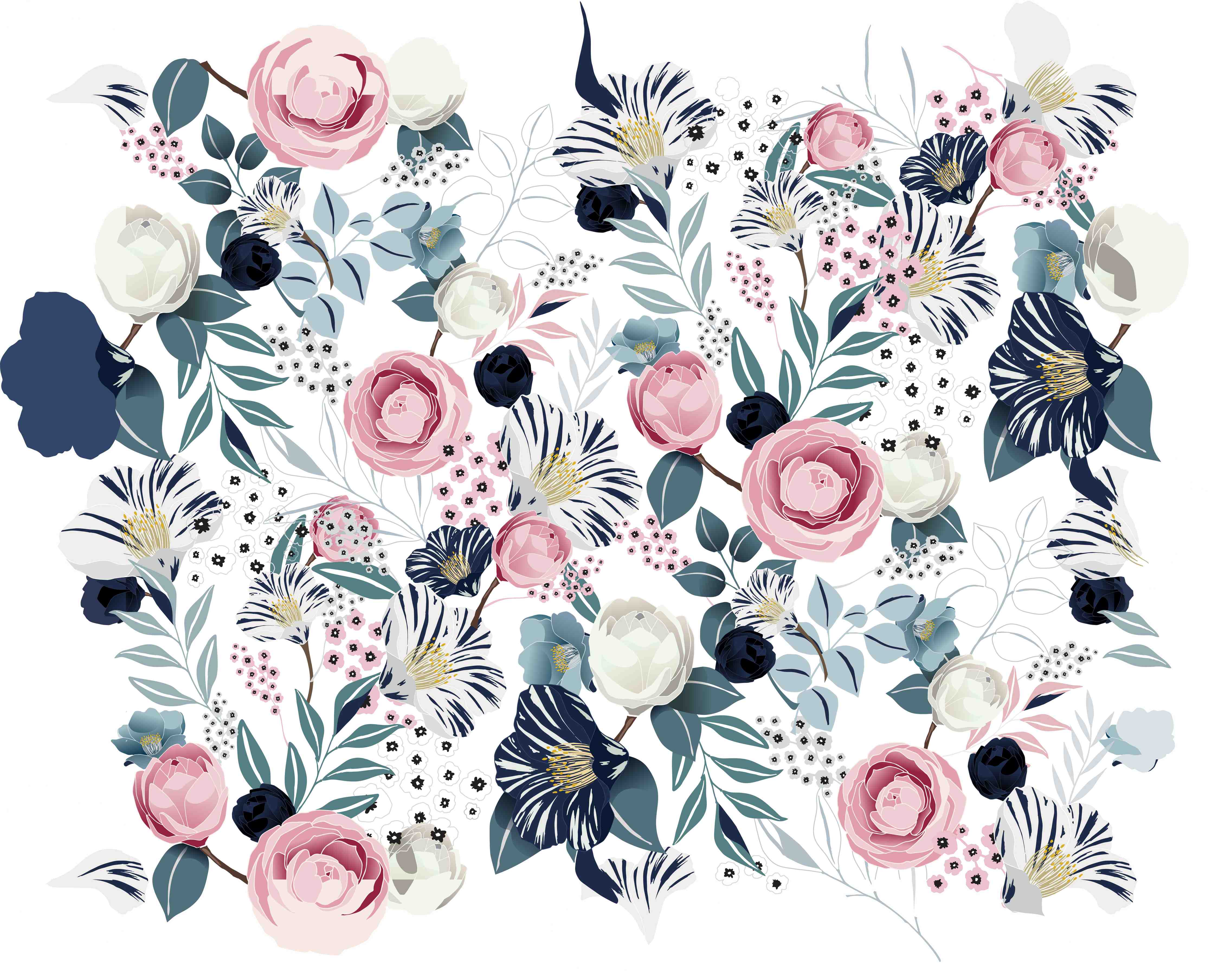 Babyzimmer Wandgestaltung-Florales Muster in Pastellfarben