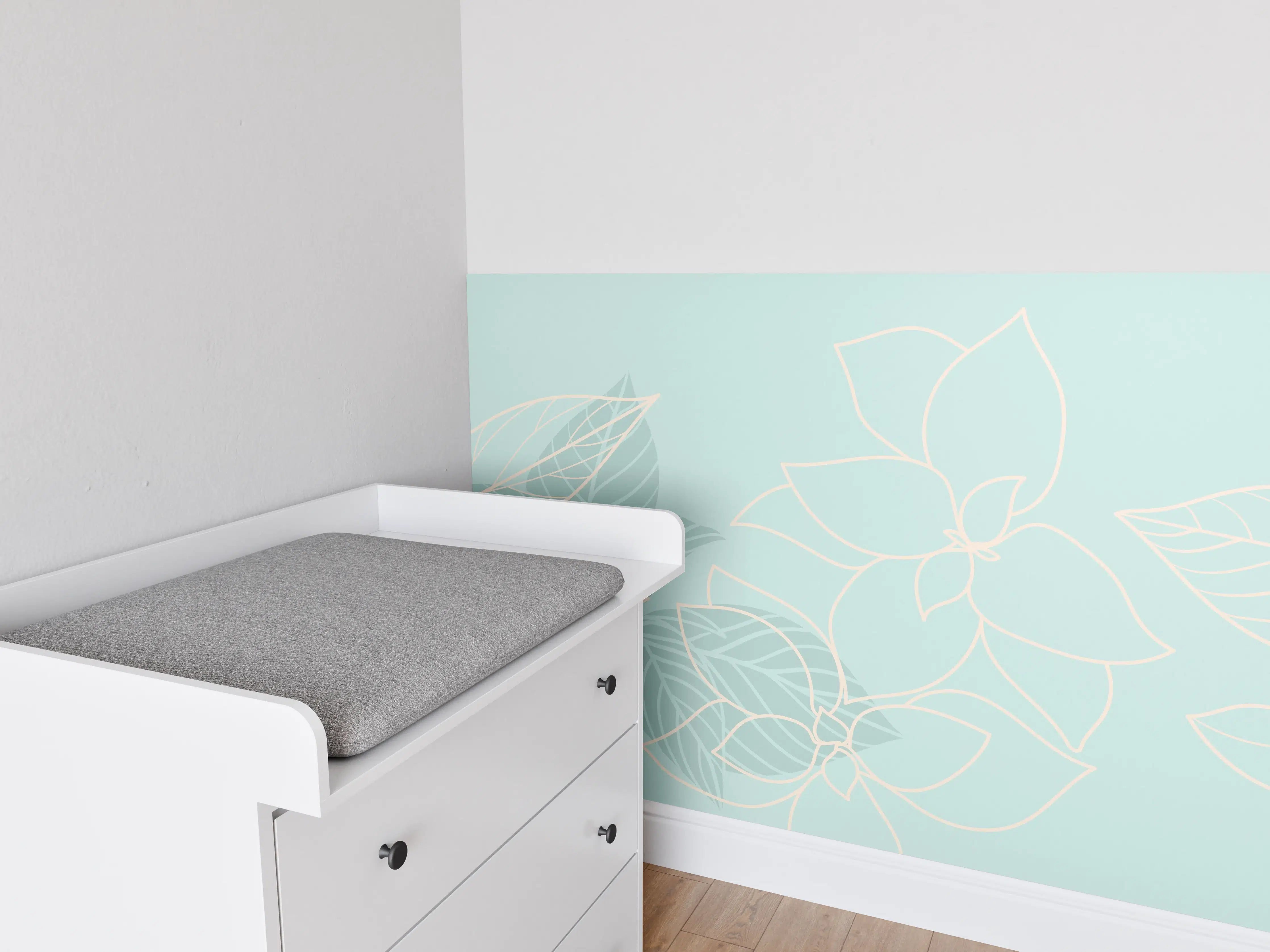Babyzimmer Wandgestaltung - Florales Muster in Pastelltönen